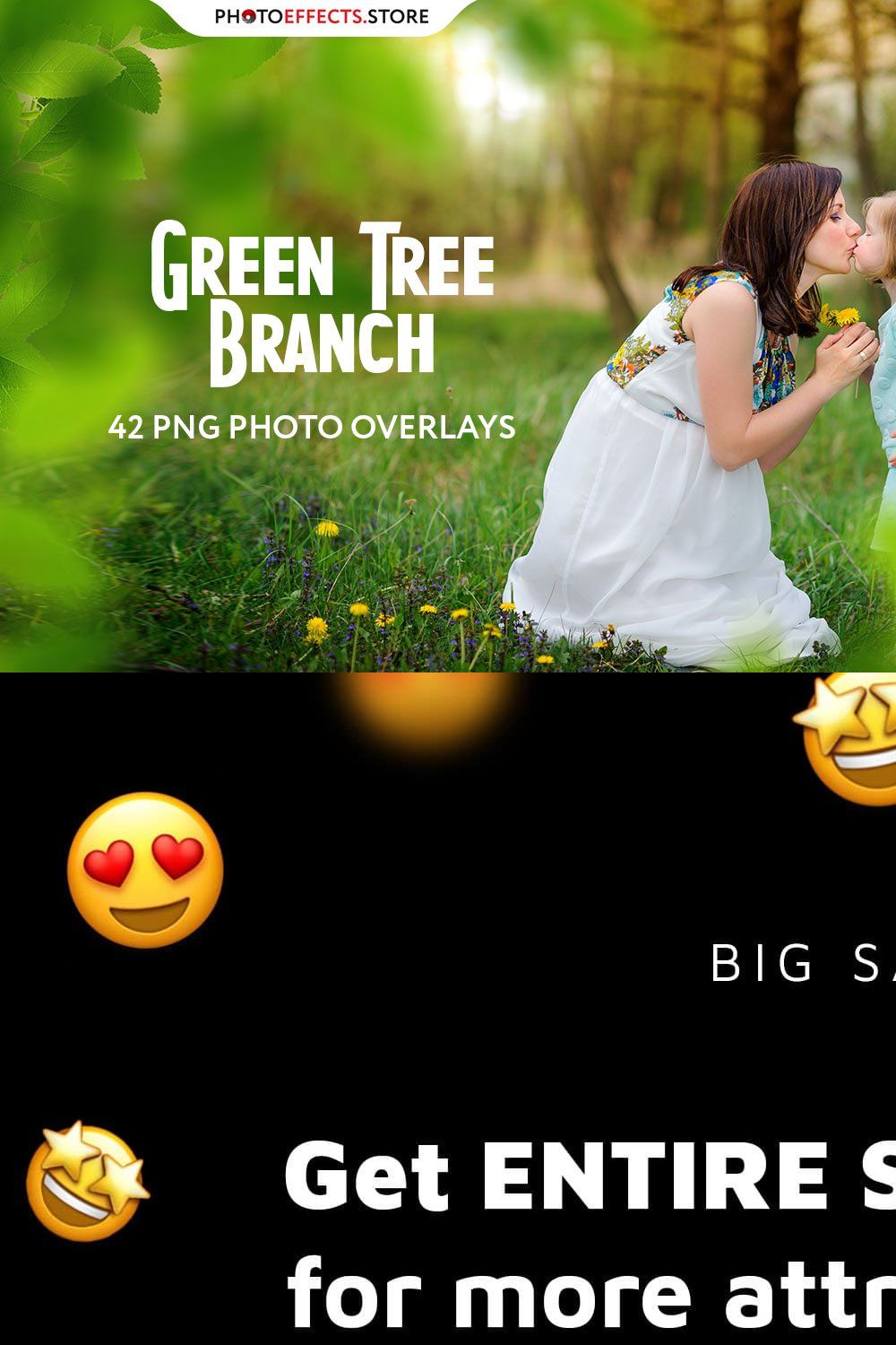 42 Green Tree Branch Photo Overlays pinterest preview image.