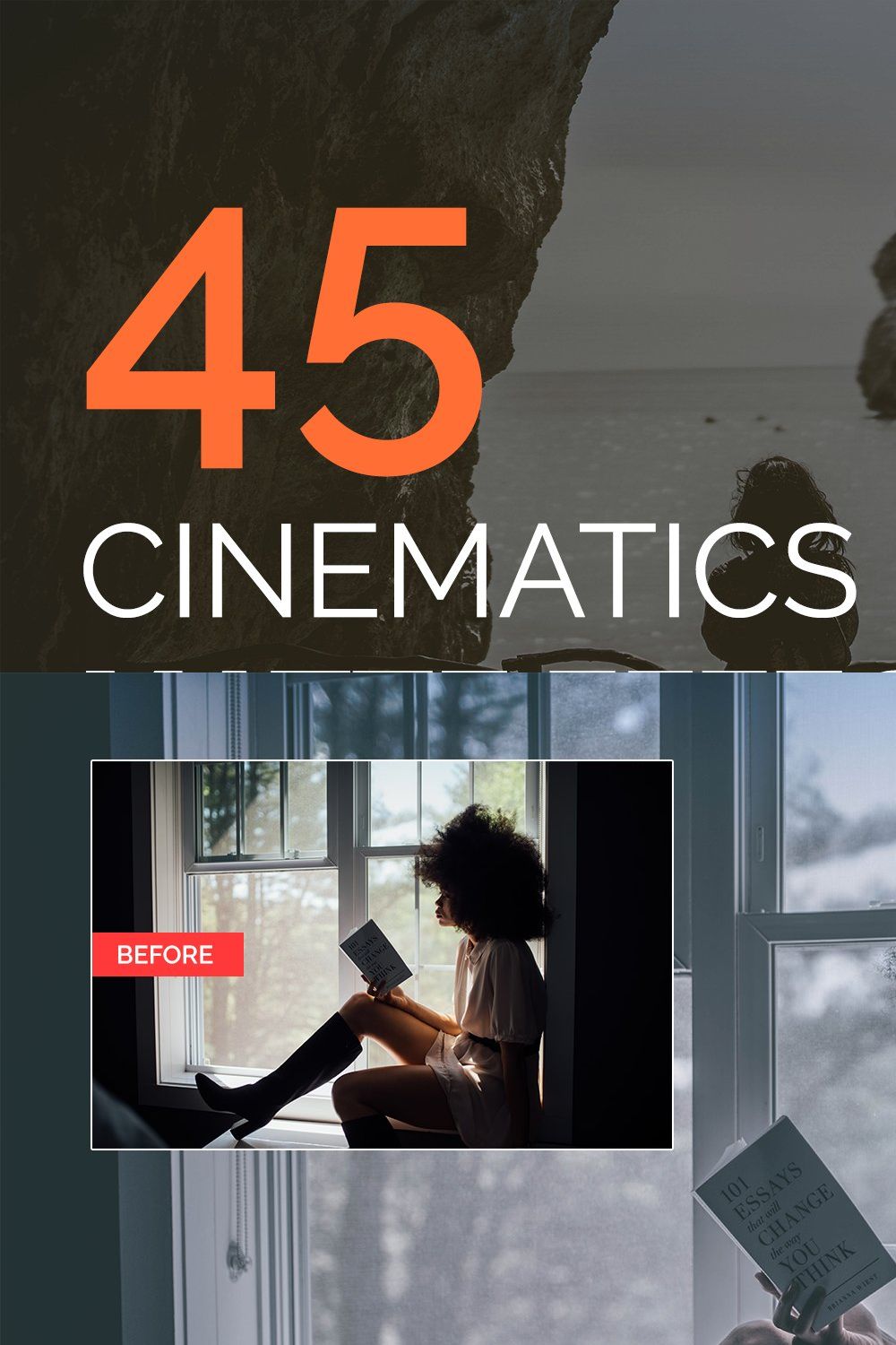 45 Cinematics Matte Effect LR Preset pinterest preview image.