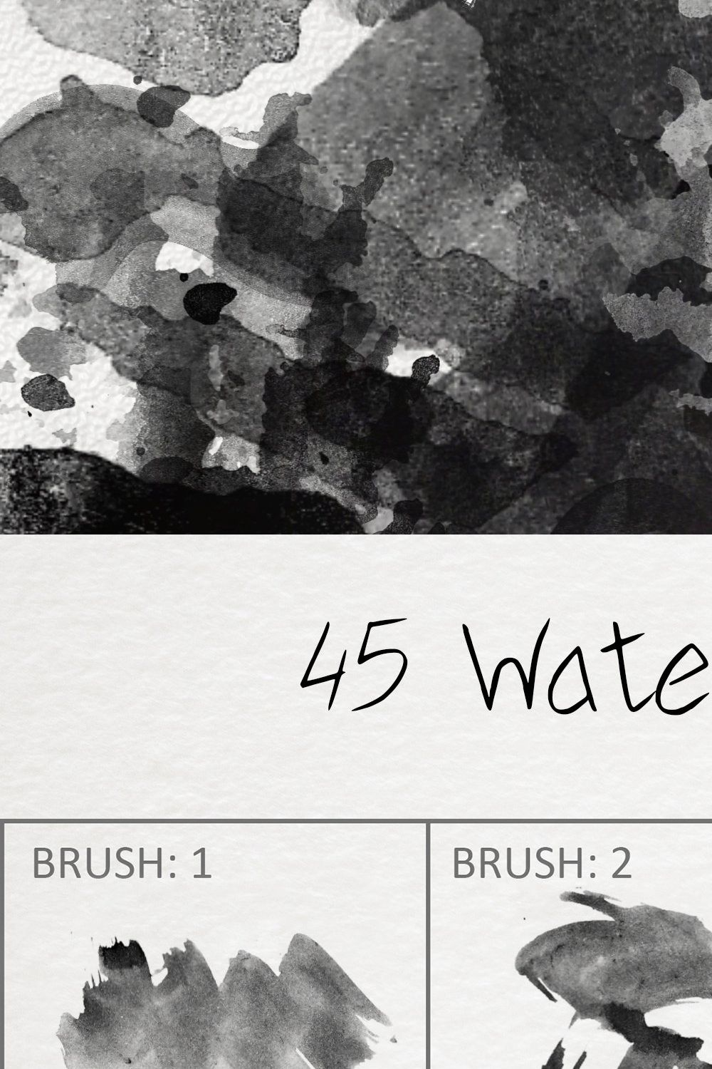 45 Watercolor Brushes - Vol. 2 pinterest preview image.