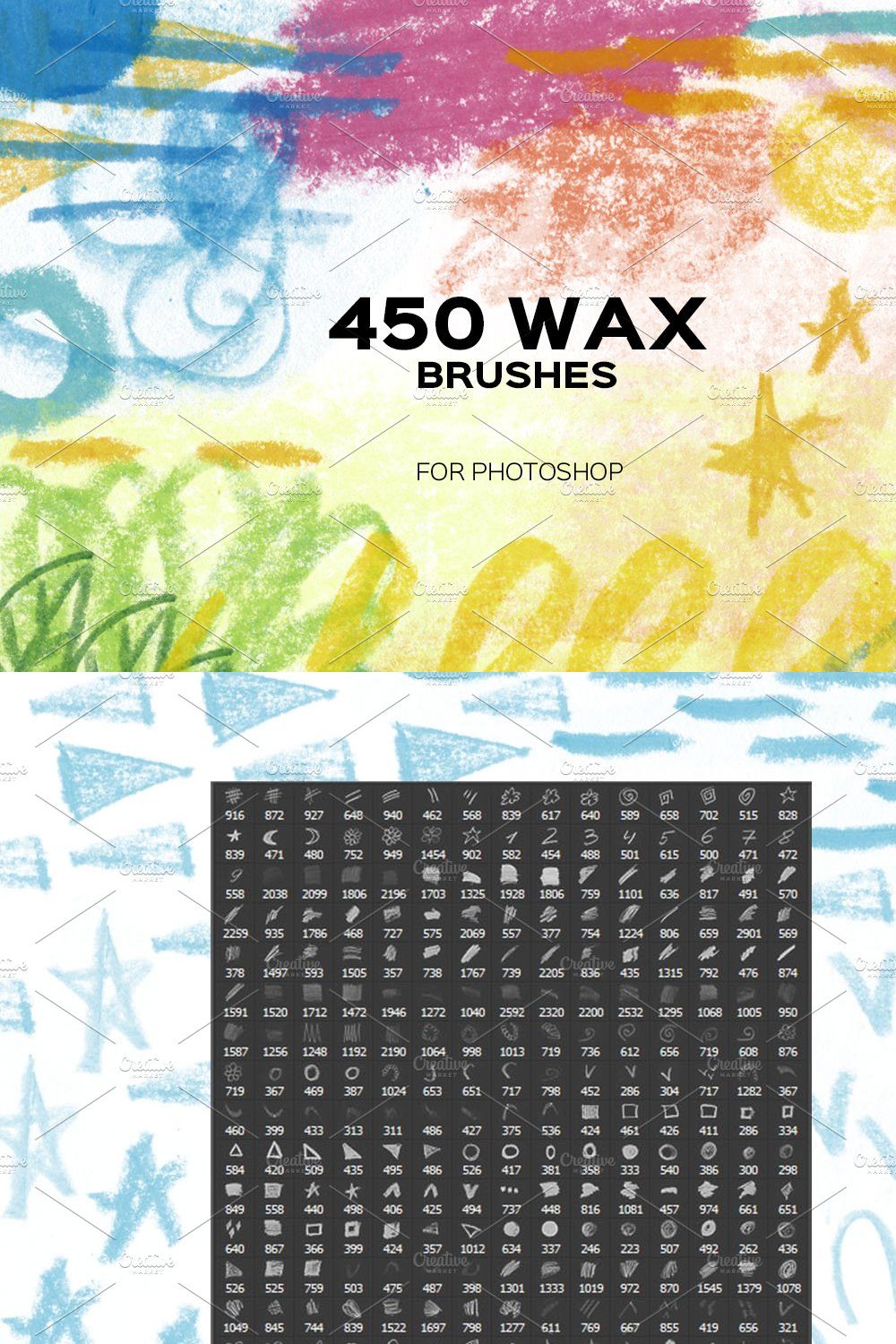 450 WAX BRUSHES. PS Hi-Res pinterest preview image.