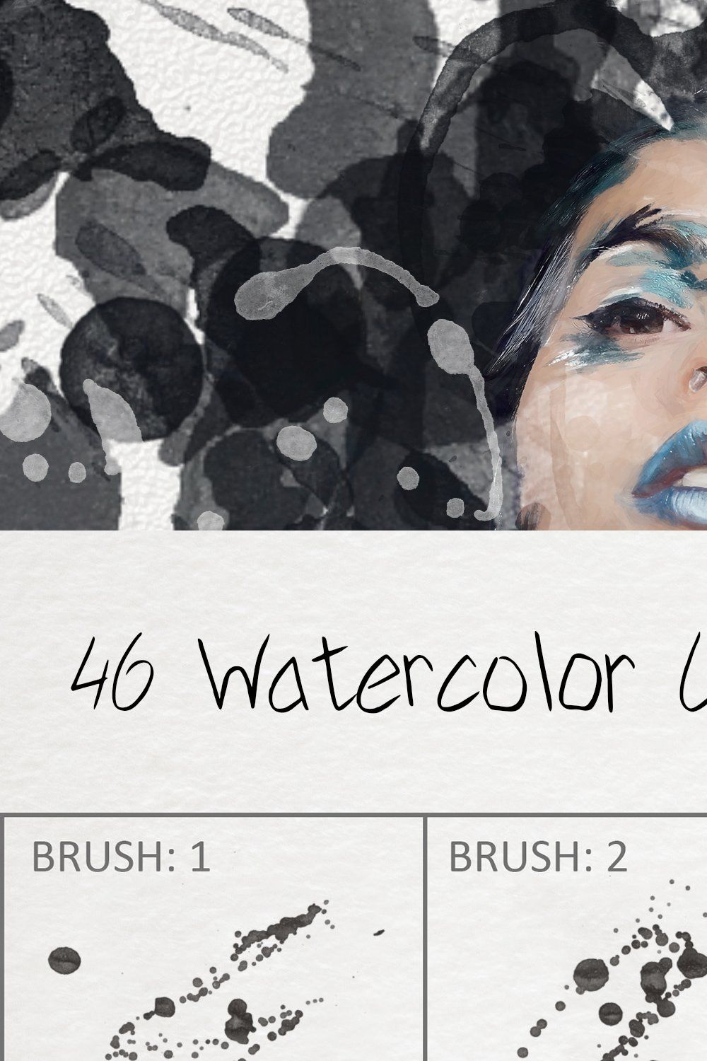 46 Watercolor Splash Brushes - Vol.3 pinterest preview image.