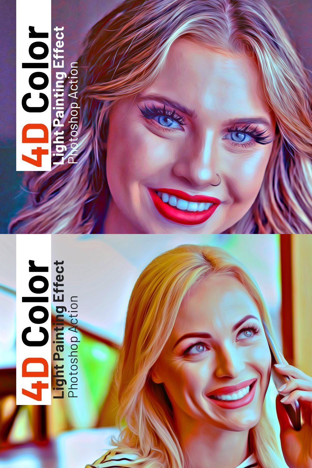 4D Color Light Painting Effect pinterest preview image.