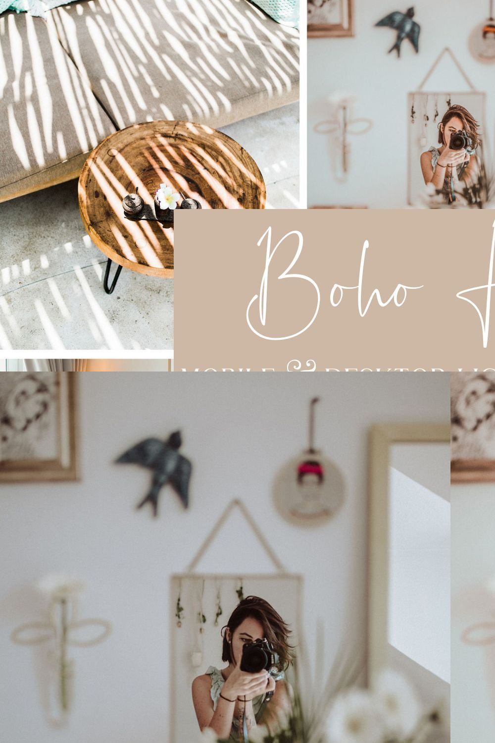 5 BOHO HOME LIGHTROOM PRESETS pinterest preview image.