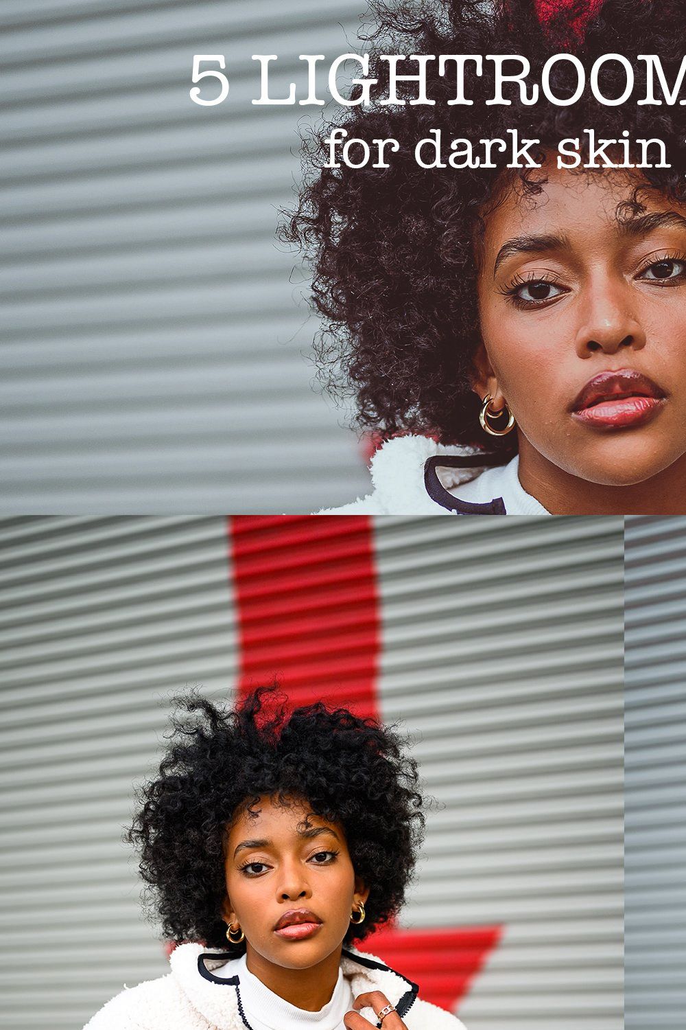 5 Dark Skin Lightroom Presets pinterest preview image.