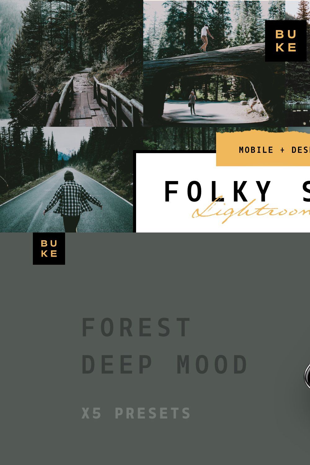 5 Folk Moody Lightroom Presets Pack pinterest preview image.
