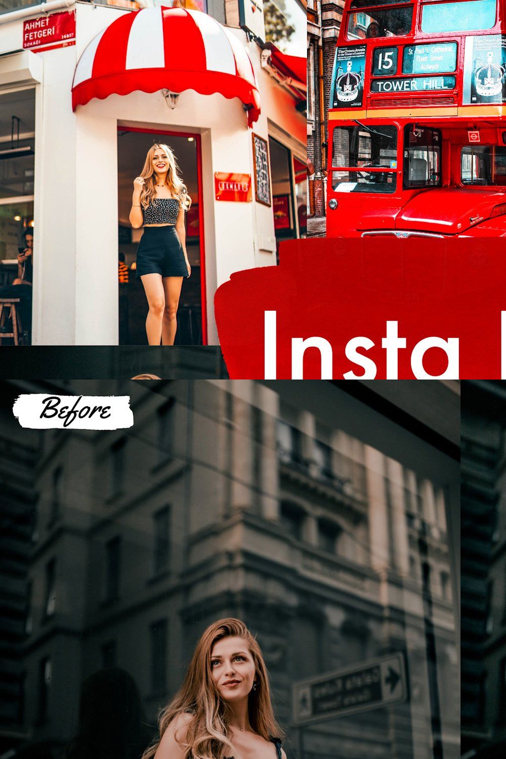 5 Insta Red Mobile Presets pinterest preview image.