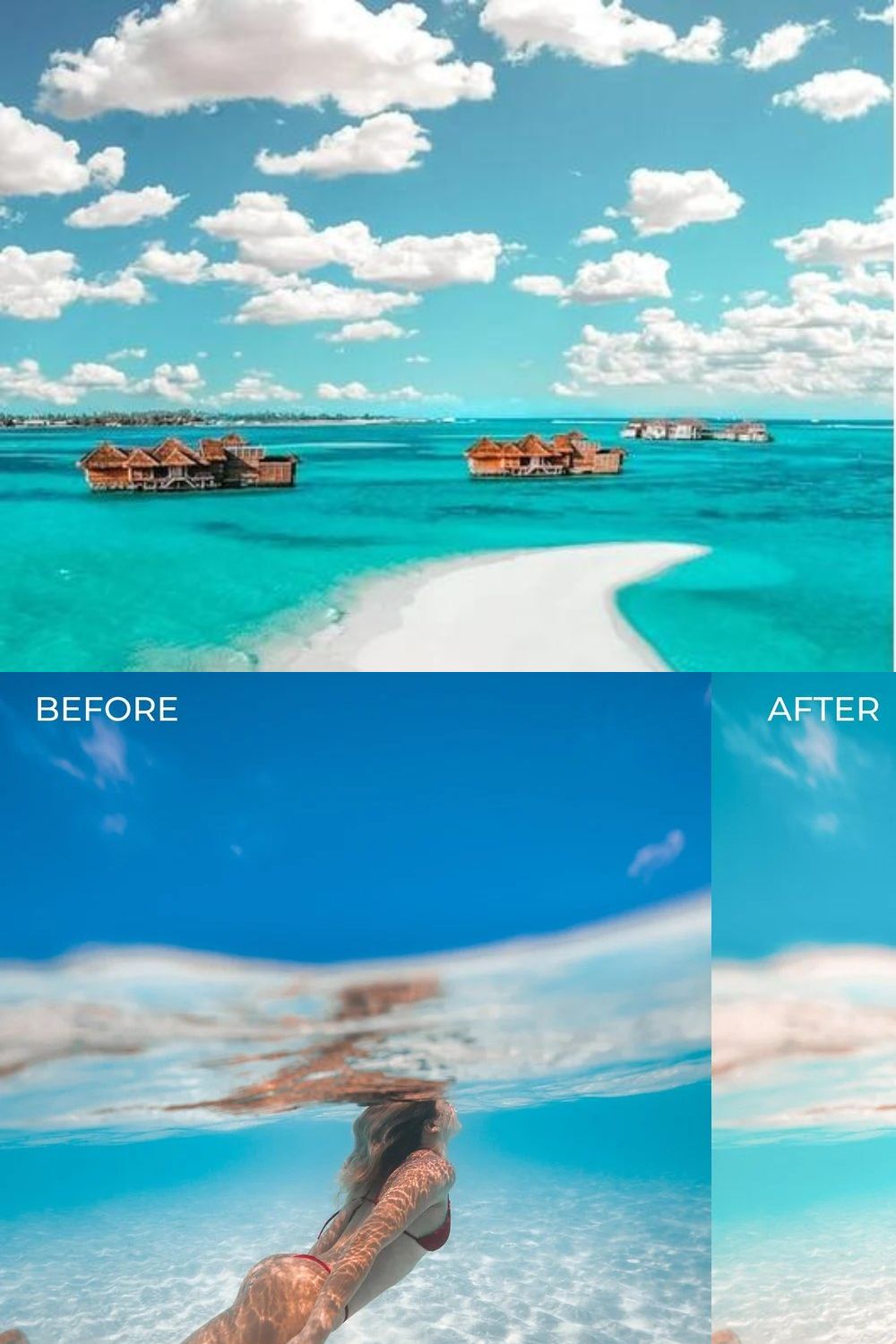 5 MALDIVES LIGHTROOM PRESETS pinterest preview image.