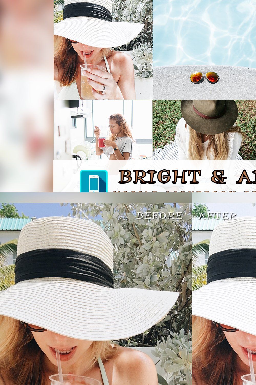 5 Mobile Lightroom Presets Bright pinterest preview image.