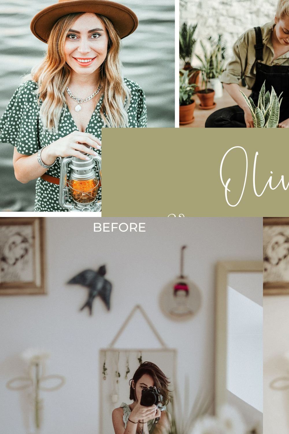 5 OLIVE LIGHTROOM PRESETS pinterest preview image.