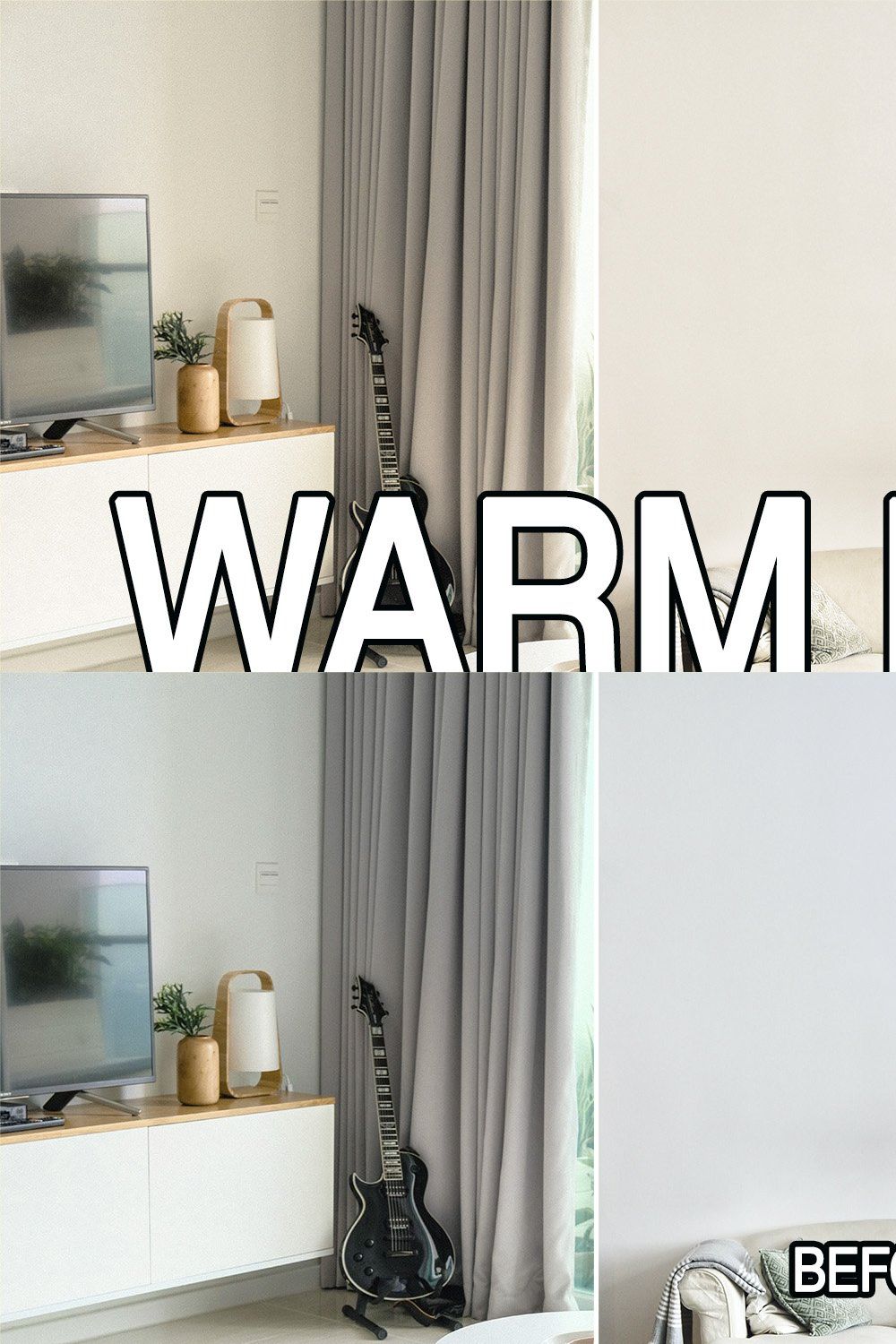 5 Warm Decor Lightroom presets pinterest preview image.