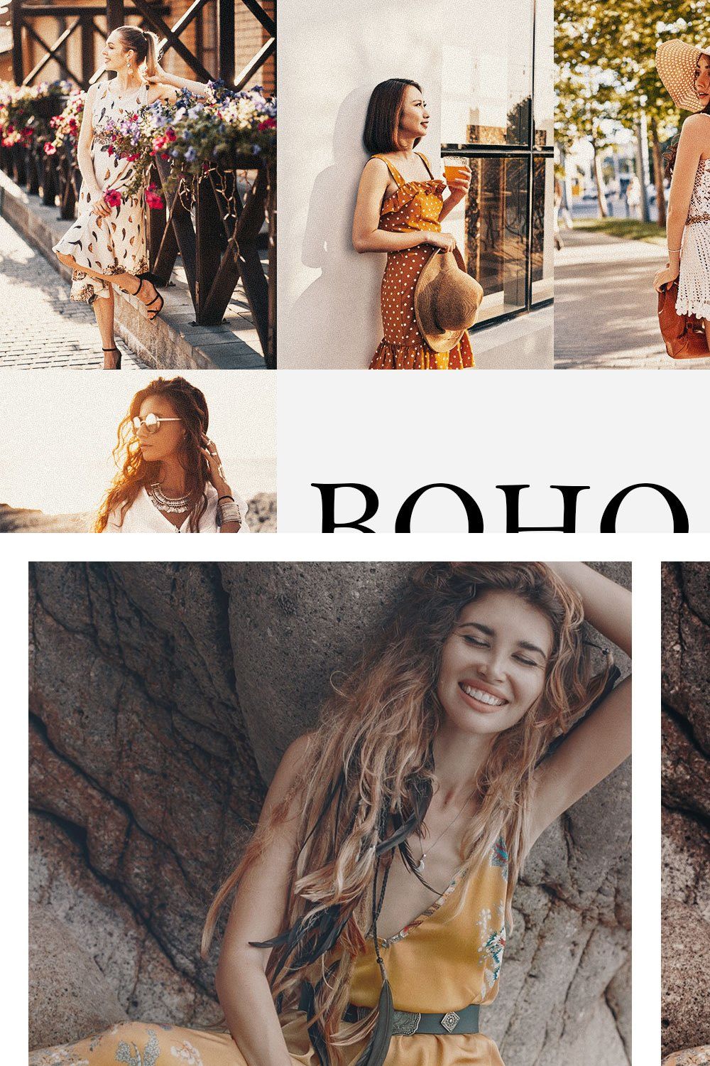 50 Boho Vintage Lightroom Presets pinterest preview image.