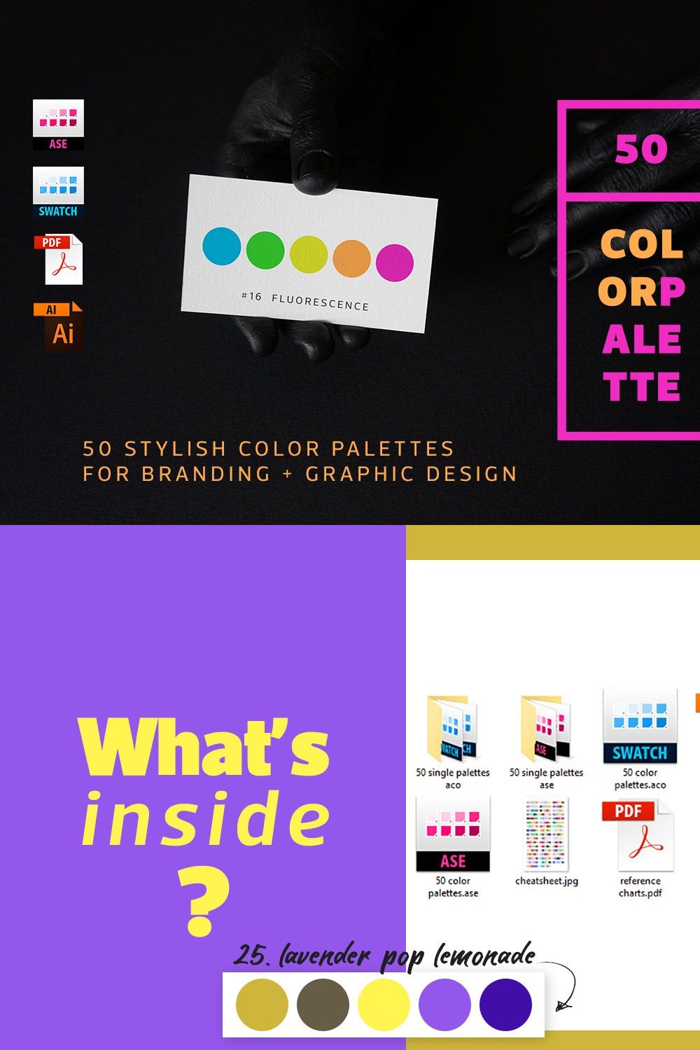 50 Color Palettes for Branding pinterest preview image.