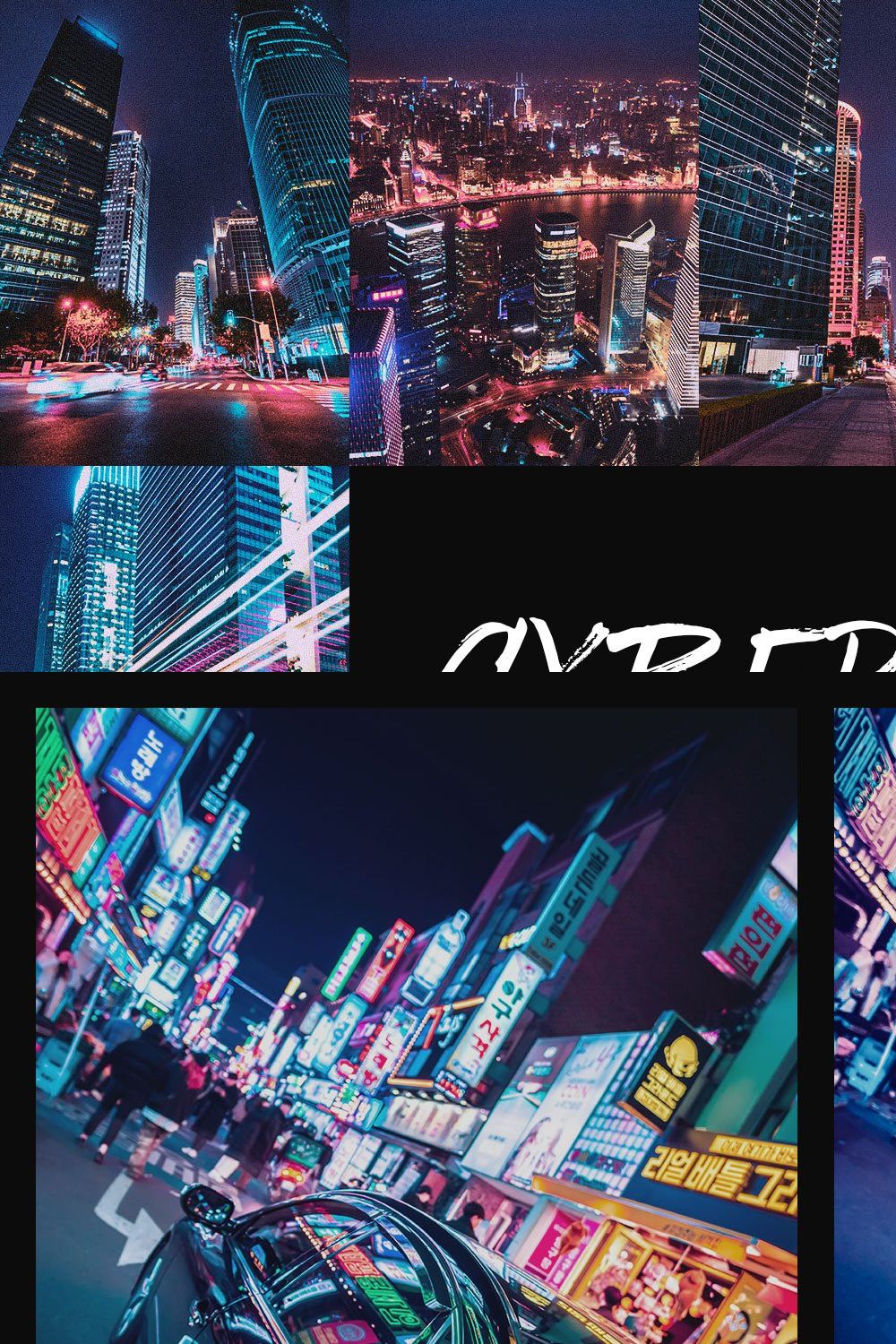 50 Cyberpunk Neon Lightroom Presets pinterest preview image.