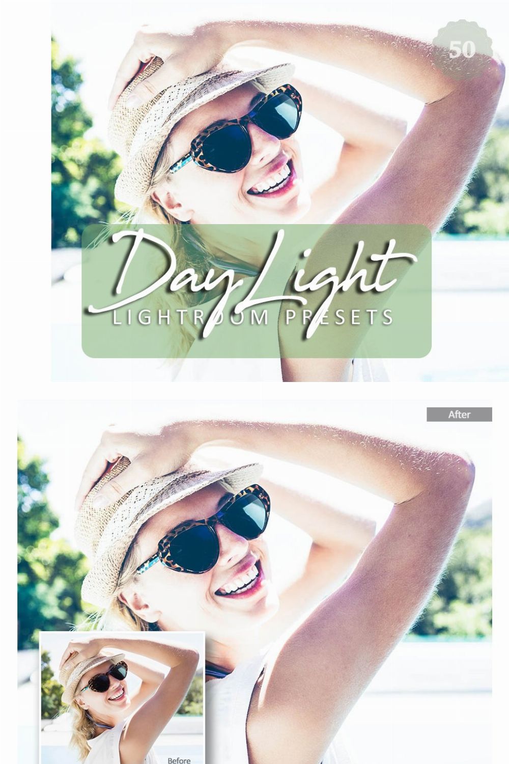 50 DayLight Lightroom Presets pinterest preview image.