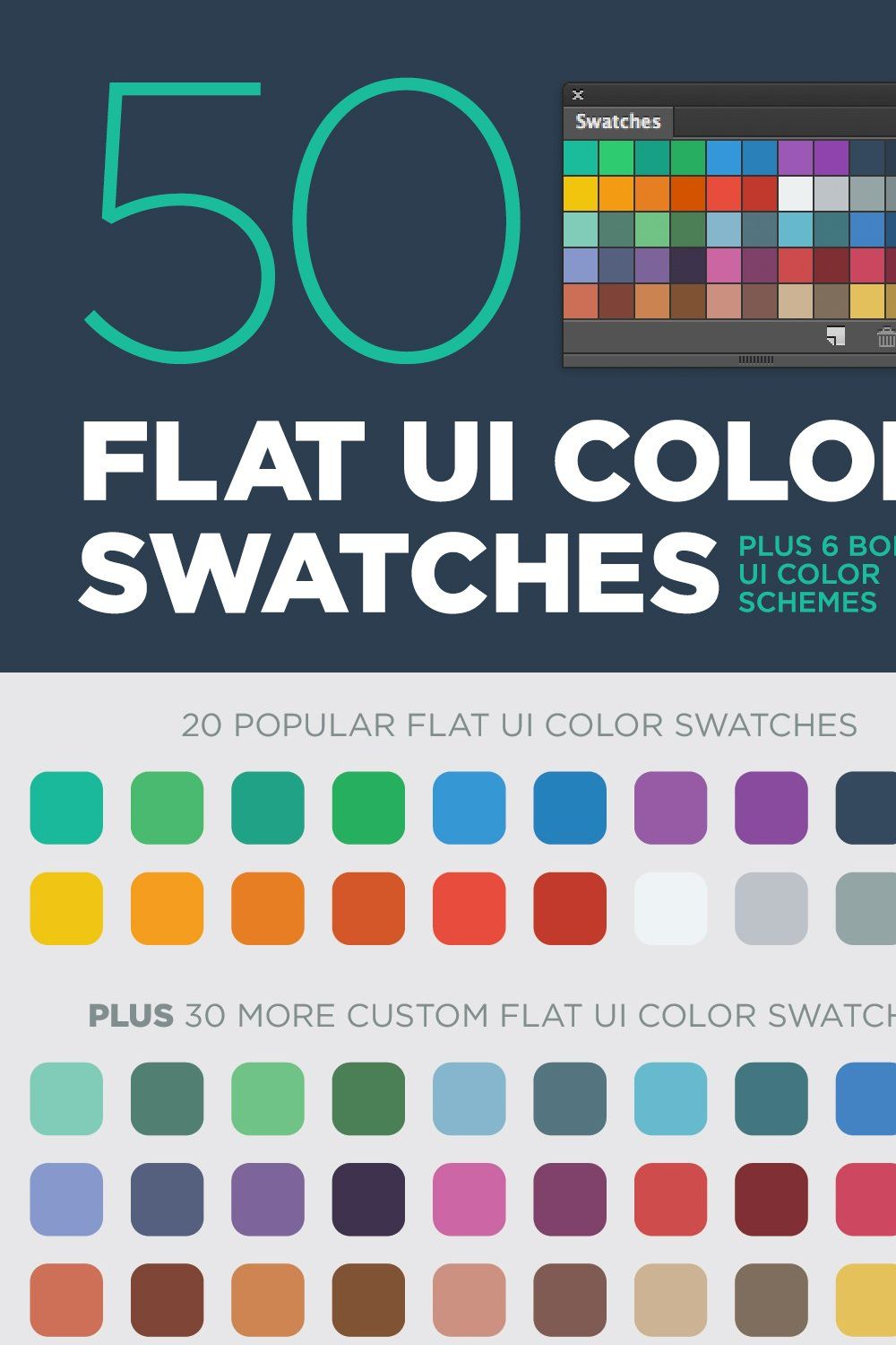 50 Flat UI color swatches pinterest preview image.