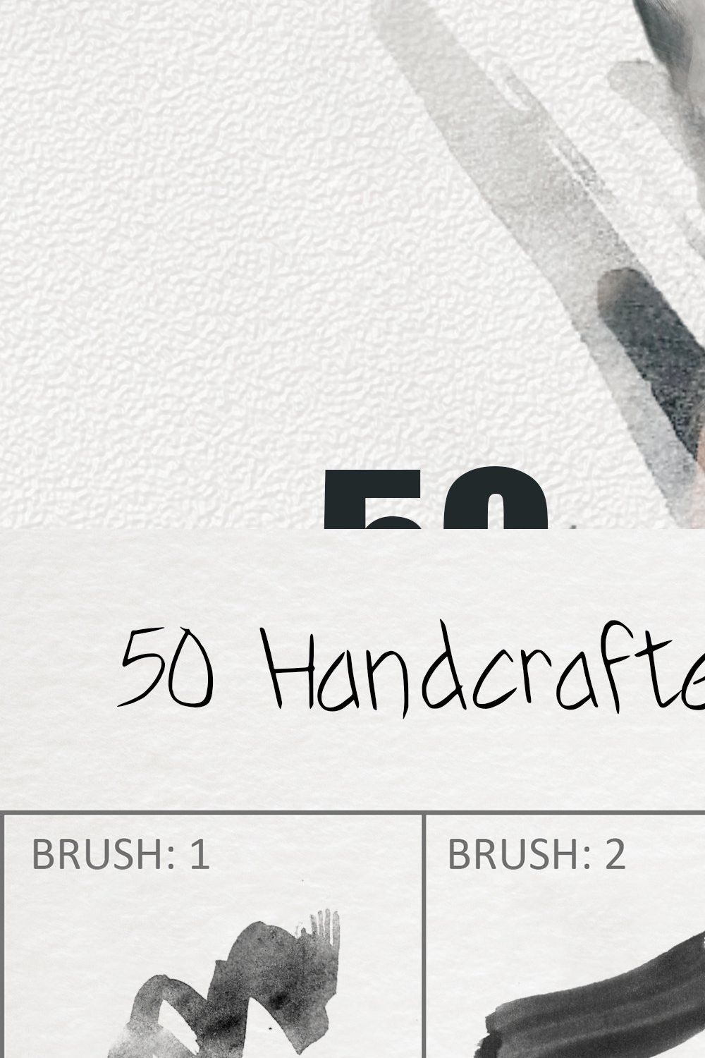 50 Handcrafted Watercolor Brushes 7 pinterest preview image.