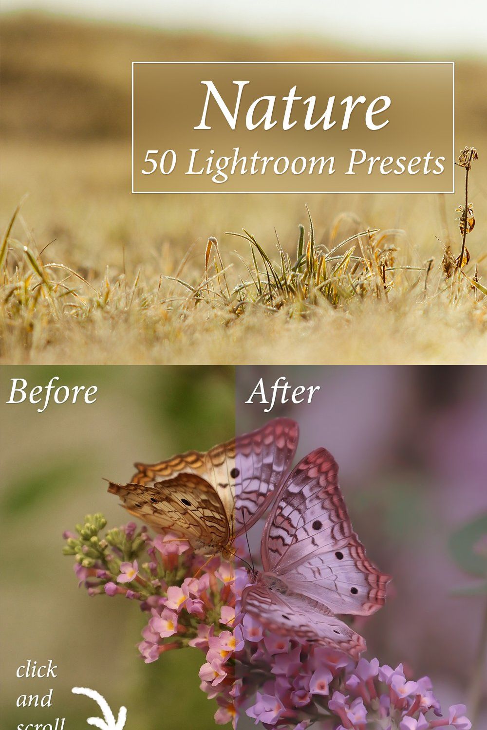 50 Nature Lr Presets pinterest preview image.