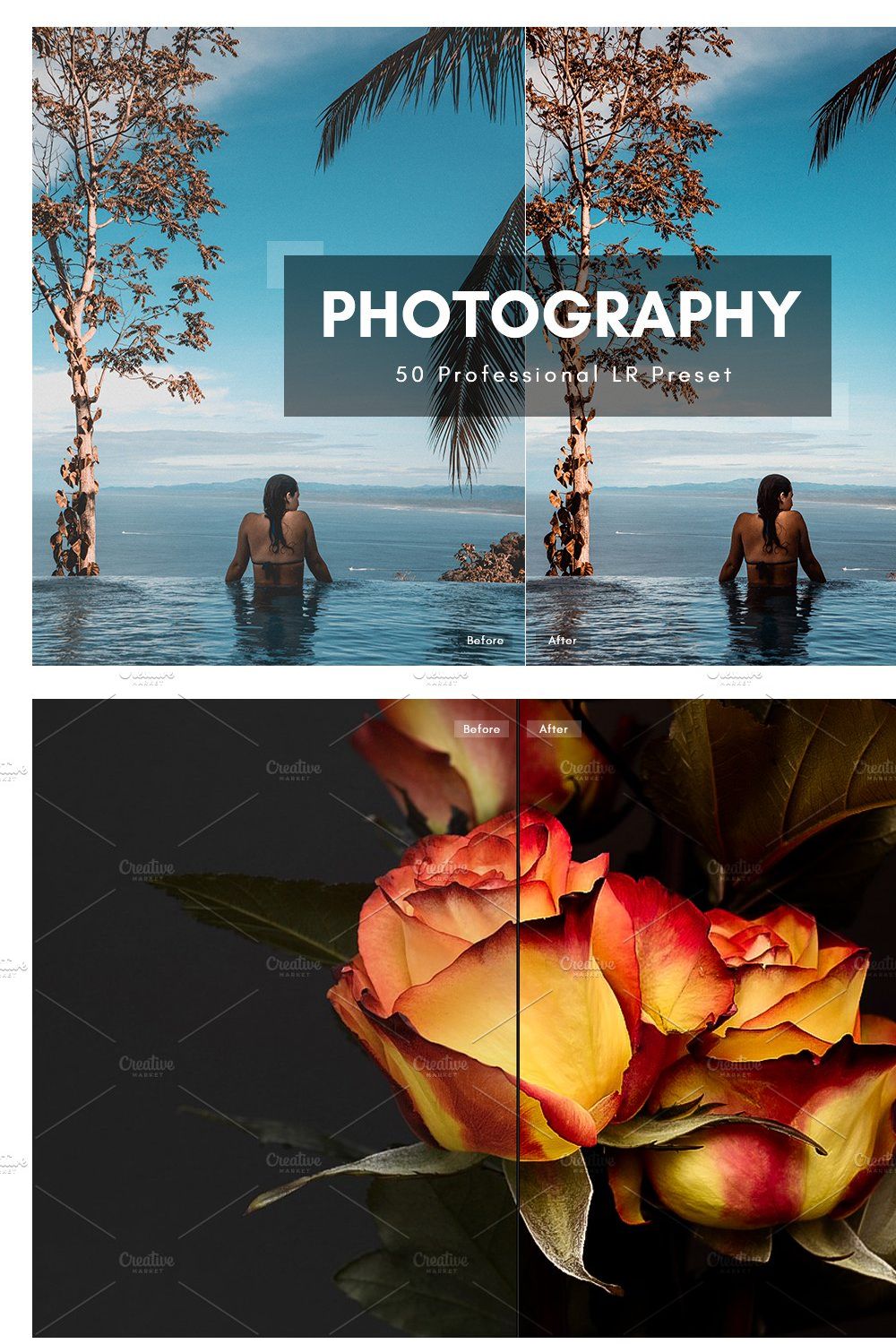 50 Photography LR Preset pinterest preview image.