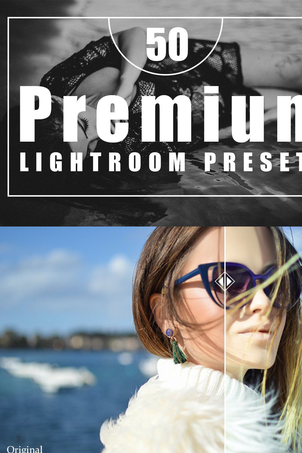 50 Premium Lightroom Presets pinterest preview image.
