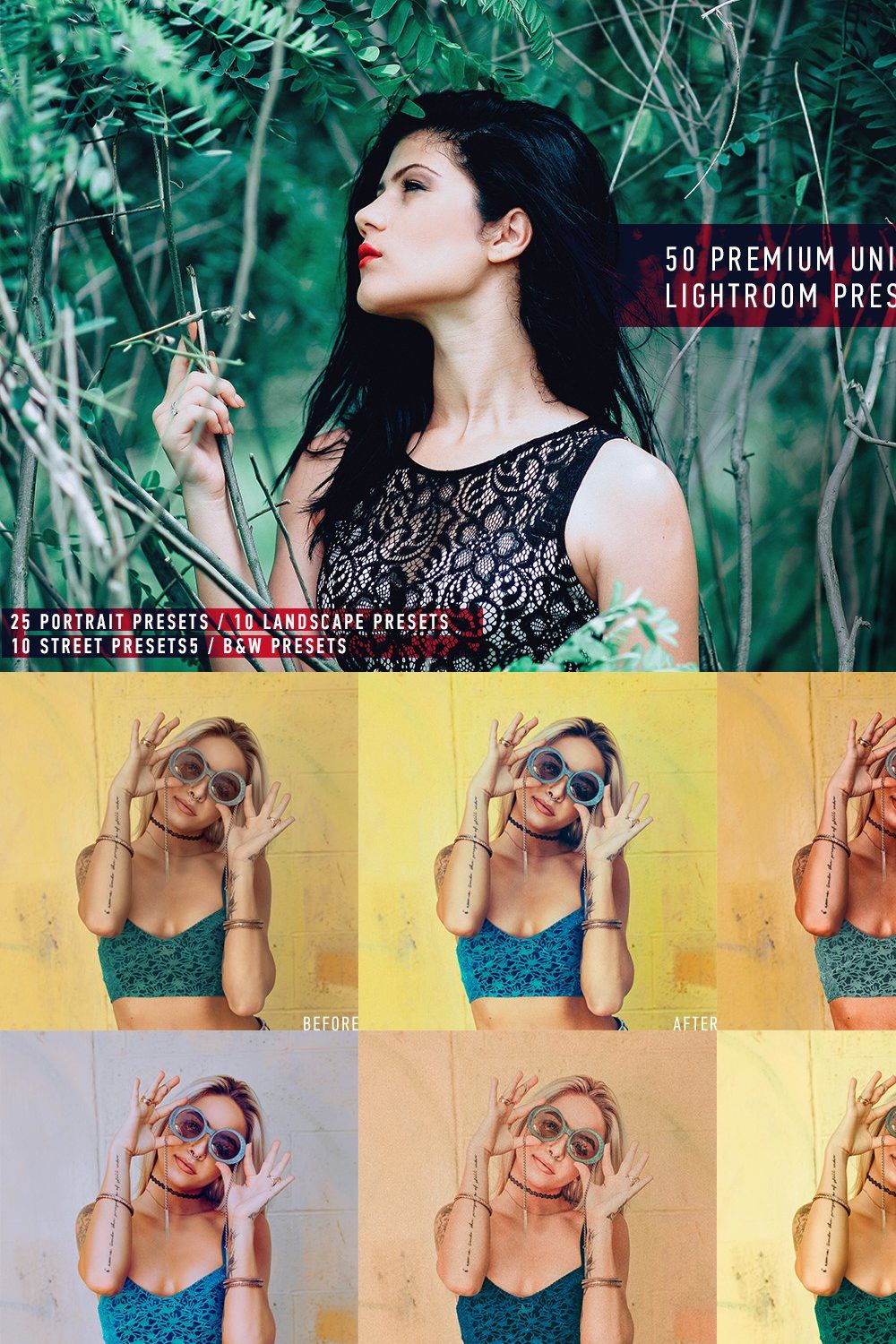 50 Premium Universal Presets pinterest preview image.