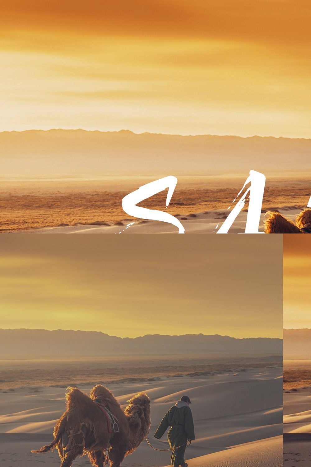 50 Sahara Lightroom Presets and LUTs pinterest preview image.