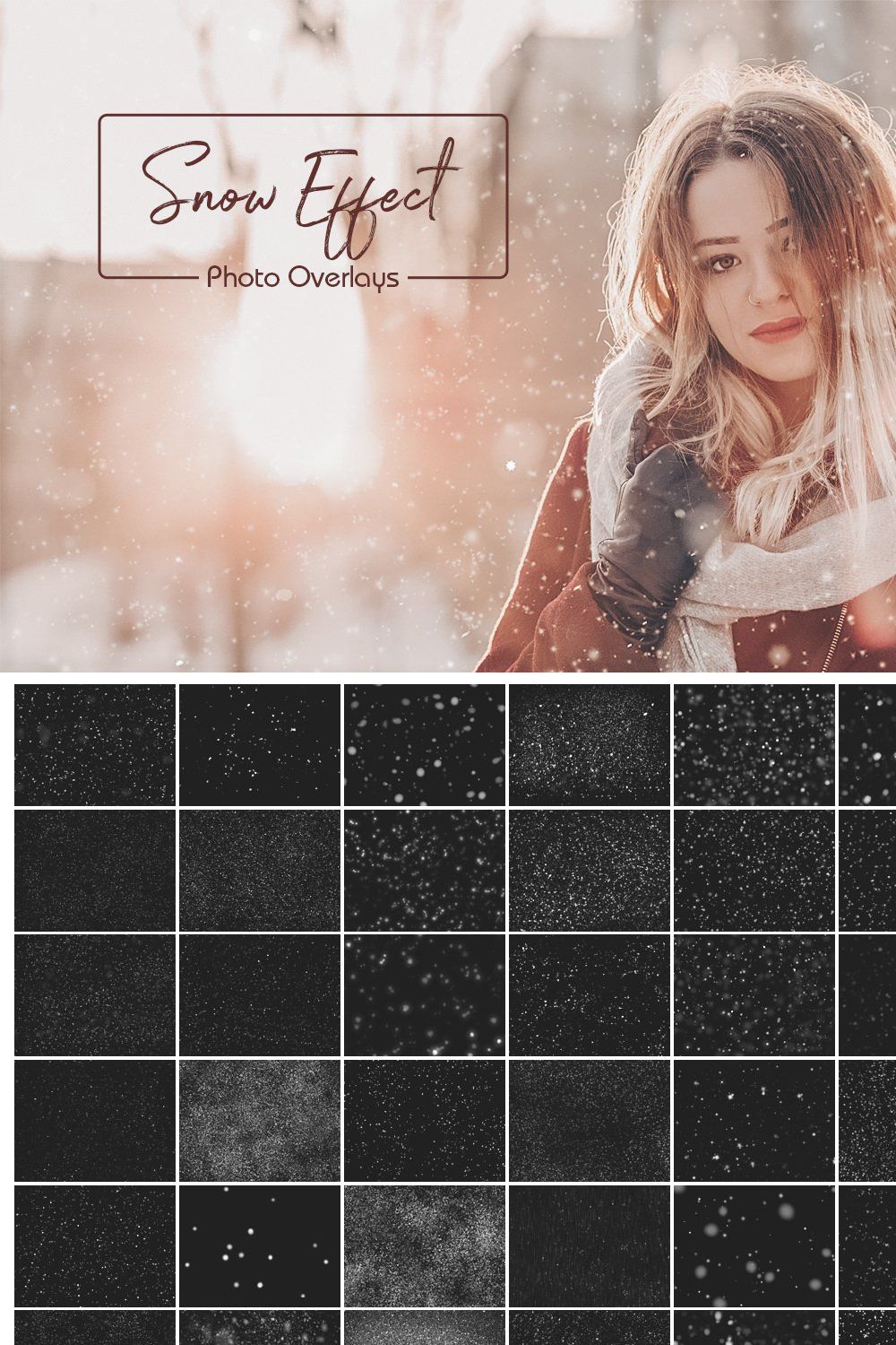 50 Snow Photo Overlays pinterest preview image.