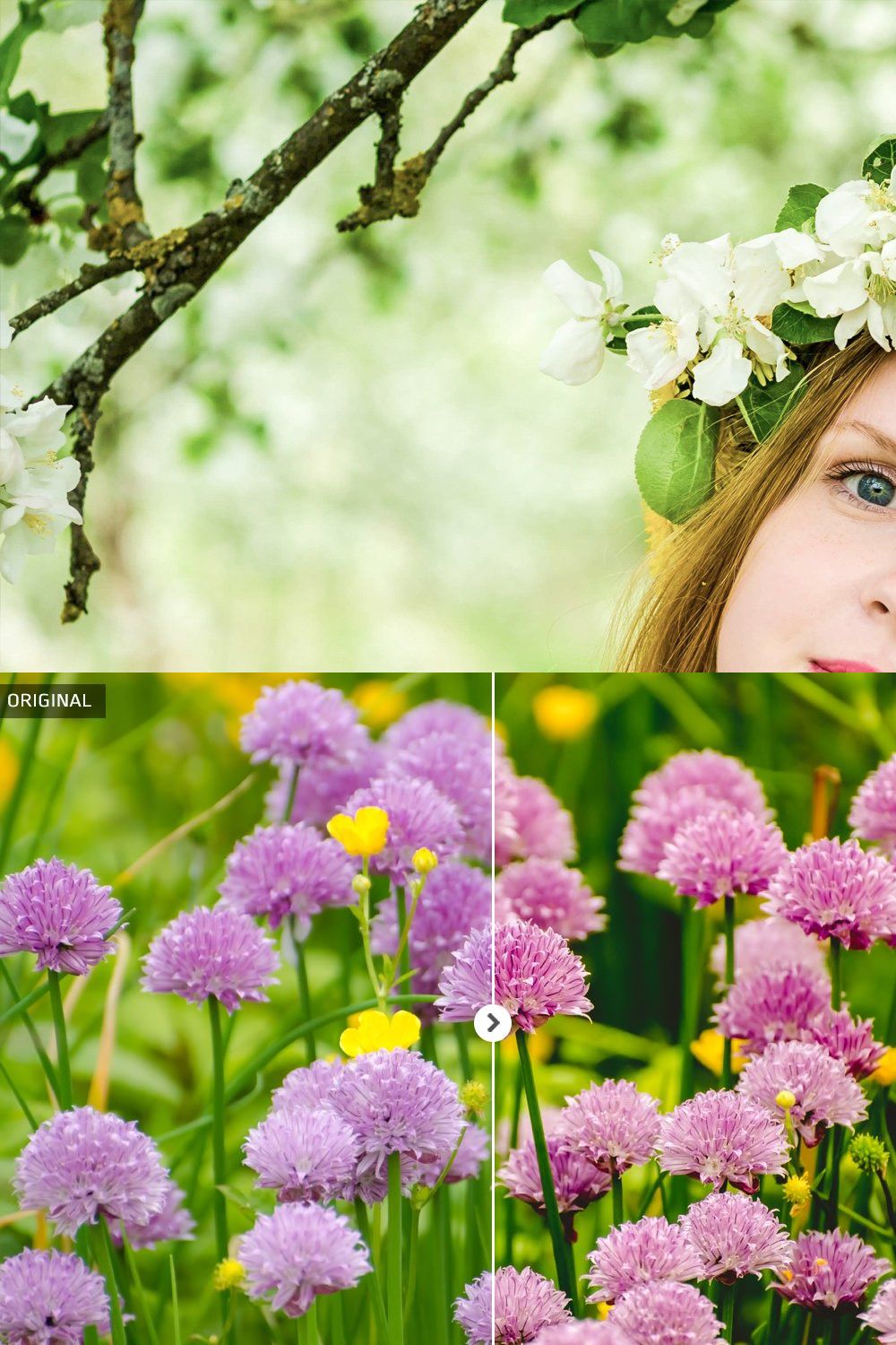 50 Spring Lightroom Presets pinterest preview image.