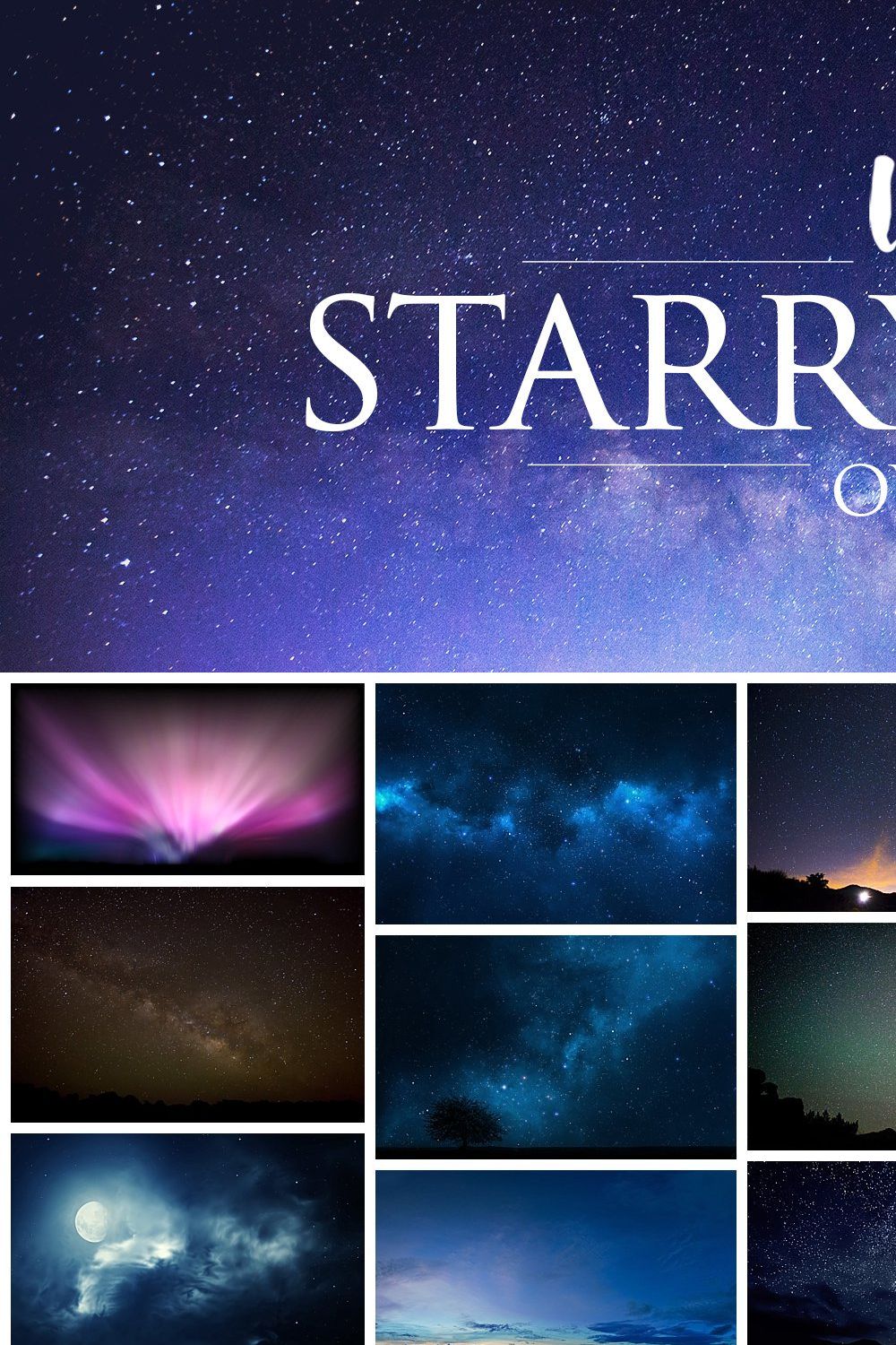 50 Starry Night Overlays pinterest preview image.