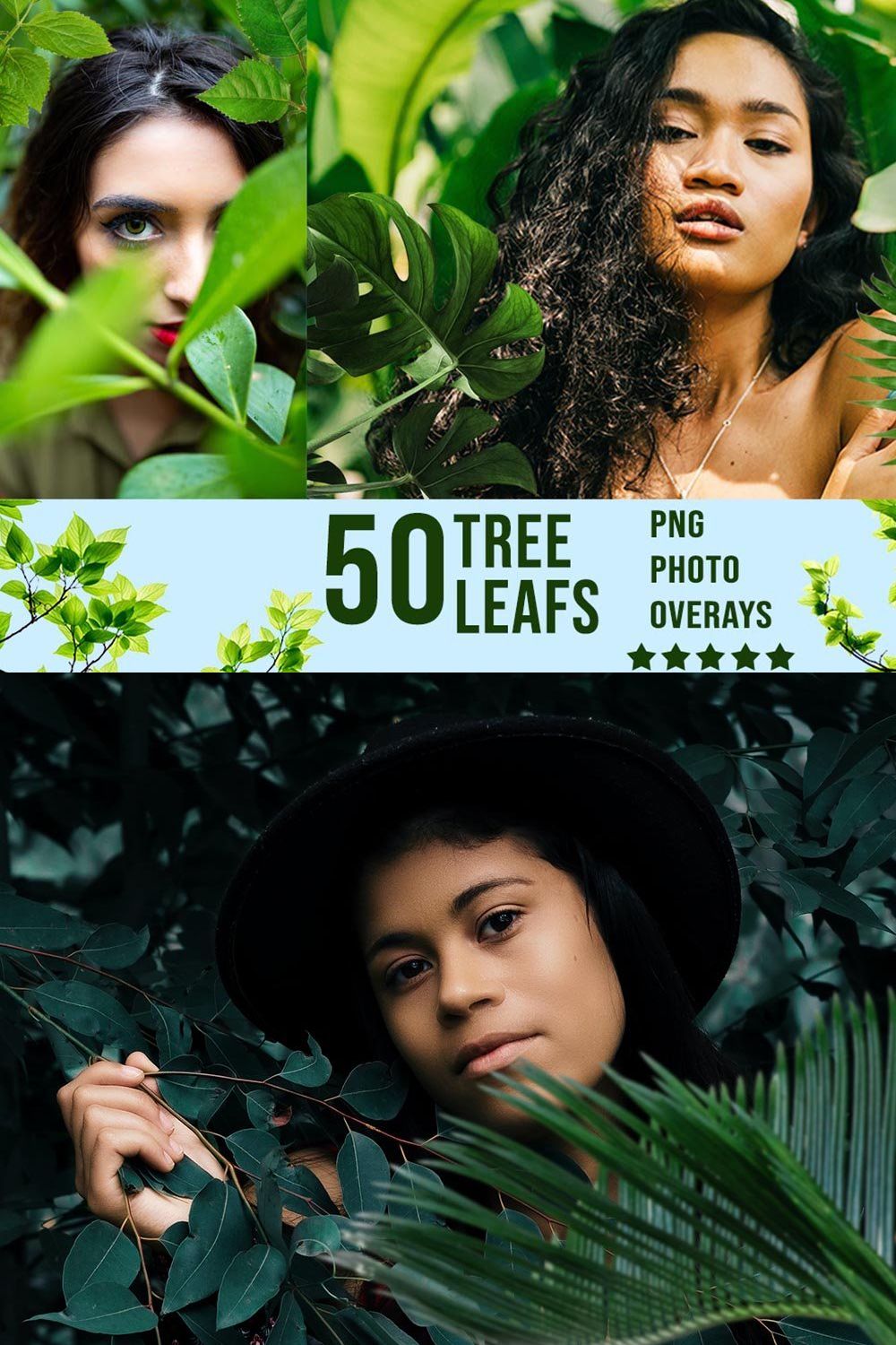 50 Tree leafs Photo Overlay PNG pinterest preview image.