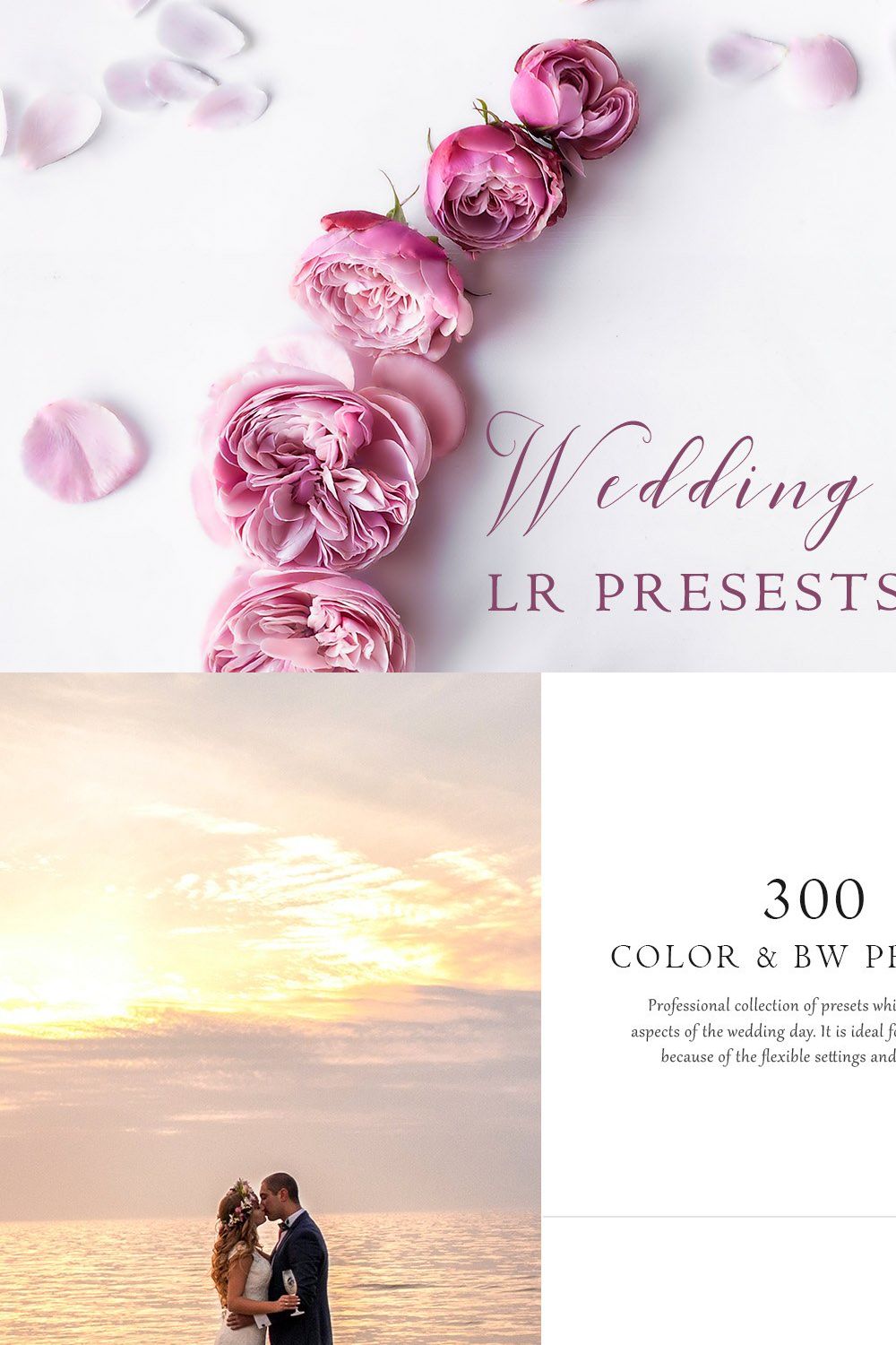 500+ Wedding Charm LR Presets Bundle pinterest preview image.