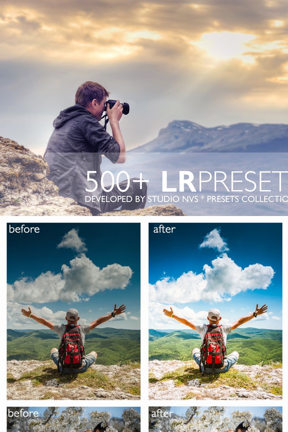 500+pro Lightroom Presets pinterest preview image.