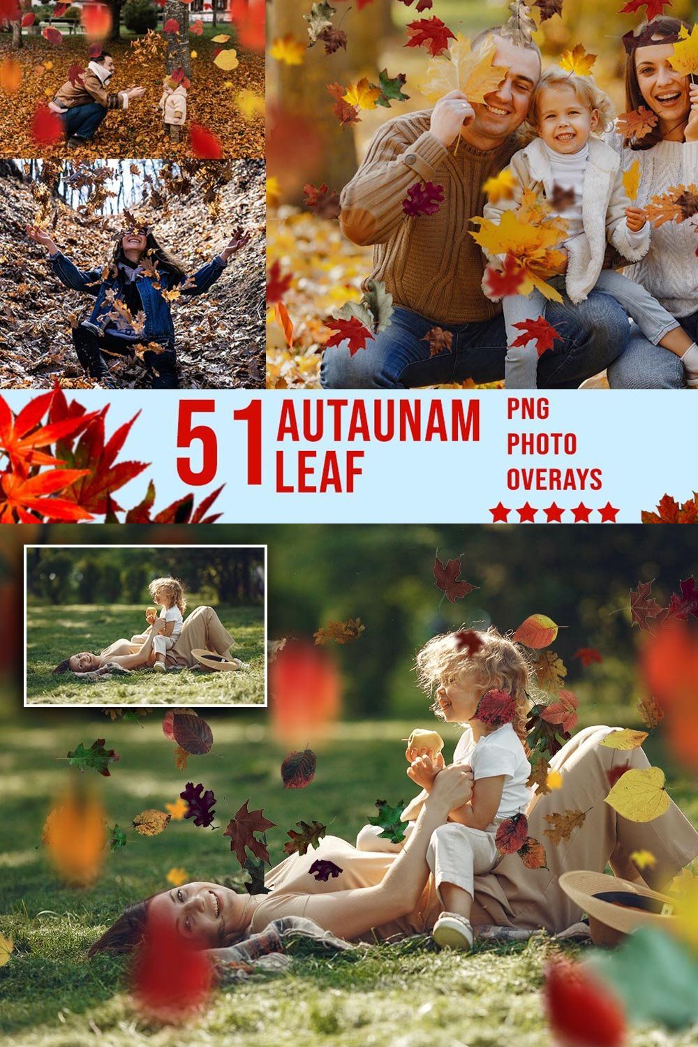 51 Autumn Leaves Photo Overlay PNG pinterest preview image.