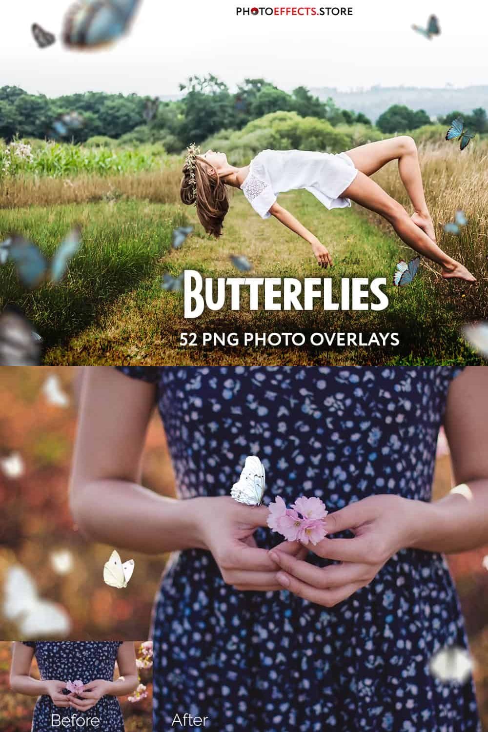52+ Butterflies Photo Overlays pinterest preview image.
