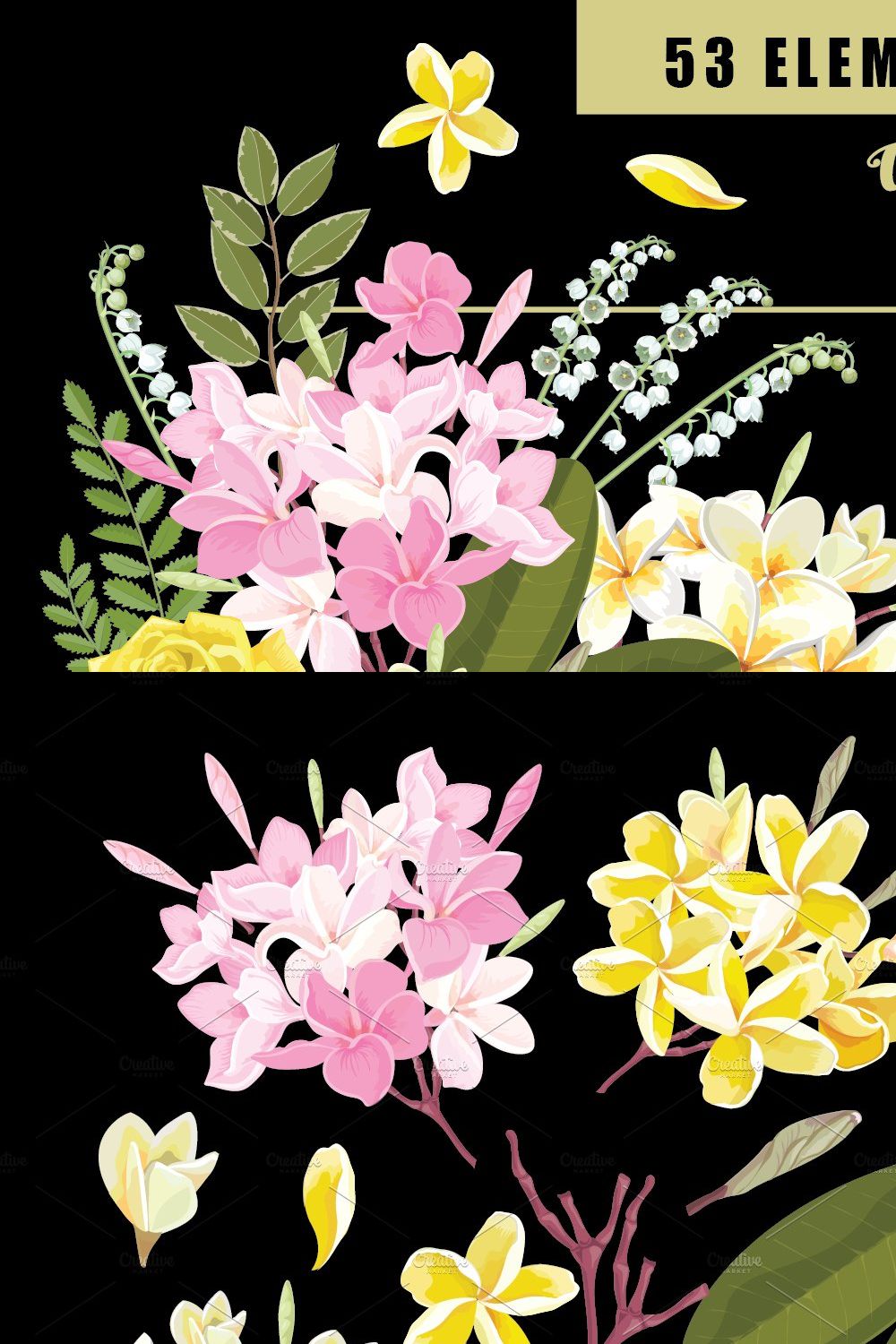 53 Floral brushes for Illustrator pinterest preview image.