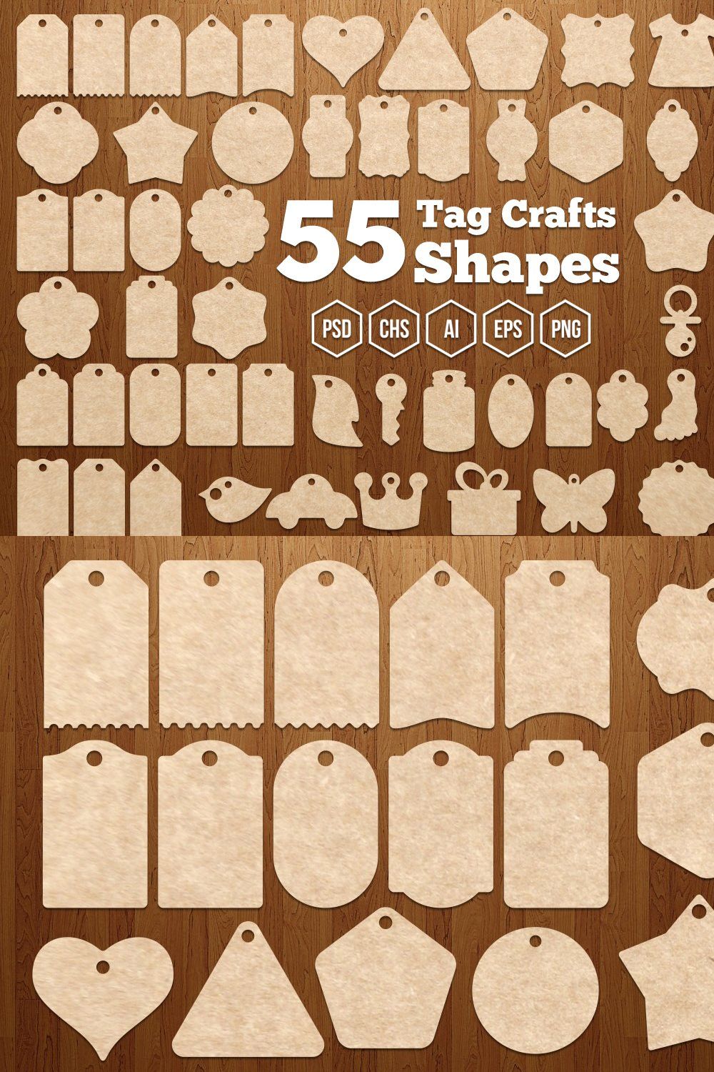 55 Tag Crafts Shapes pinterest preview image.