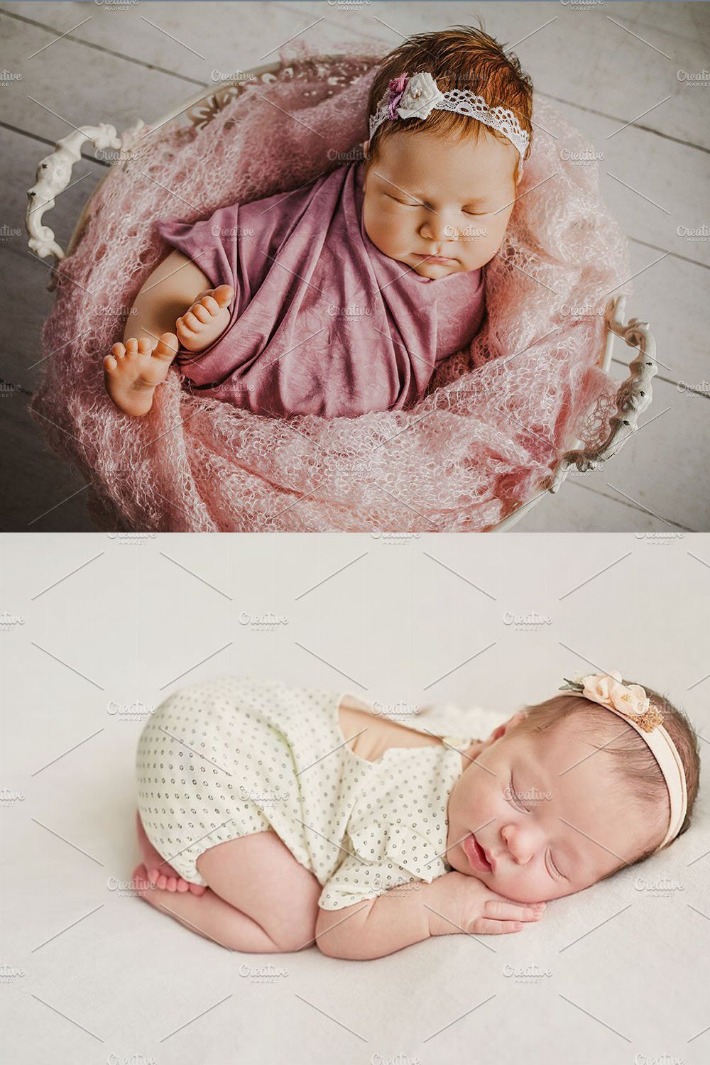 5x Lightroom Presets Newborn Warm pinterest preview image.