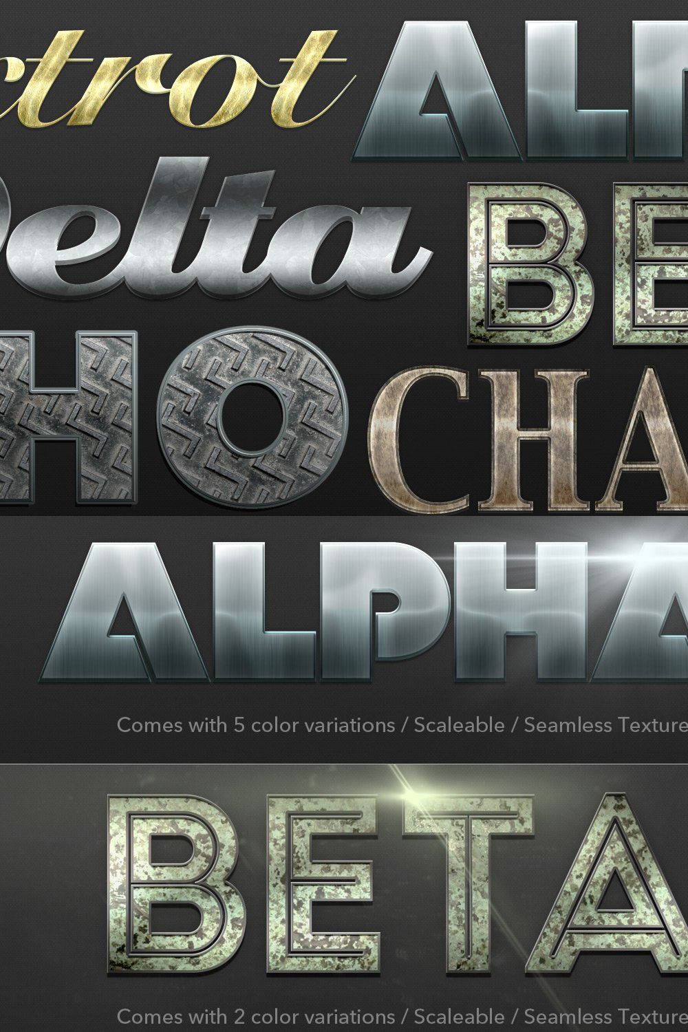 6 Metal Text Styles pinterest preview image.