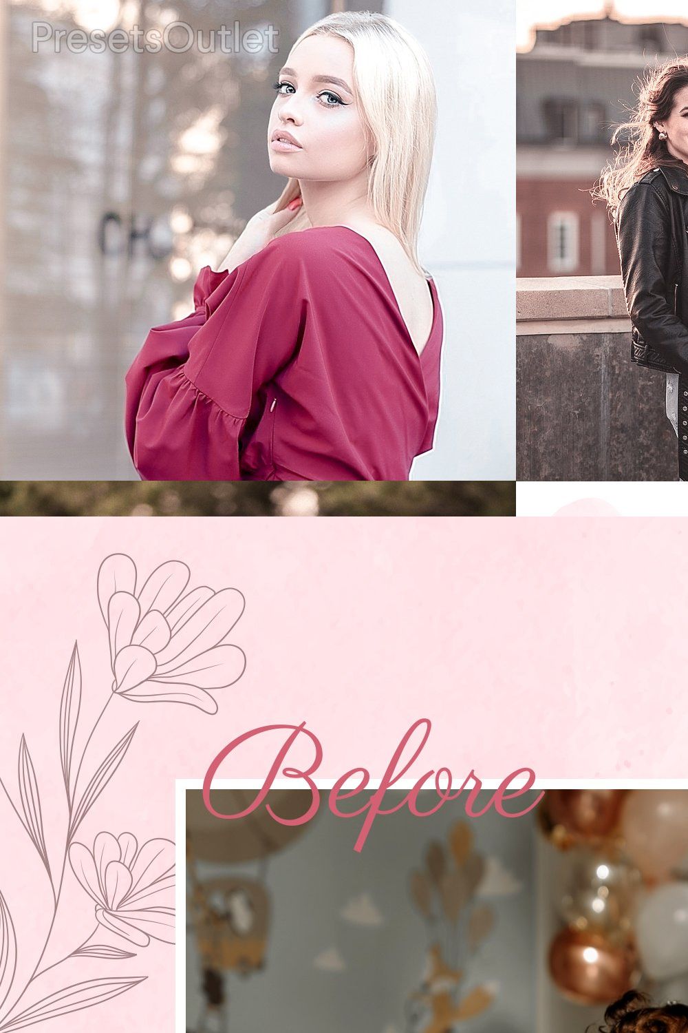 6 Rose Colour Lightroom Presets pinterest preview image.