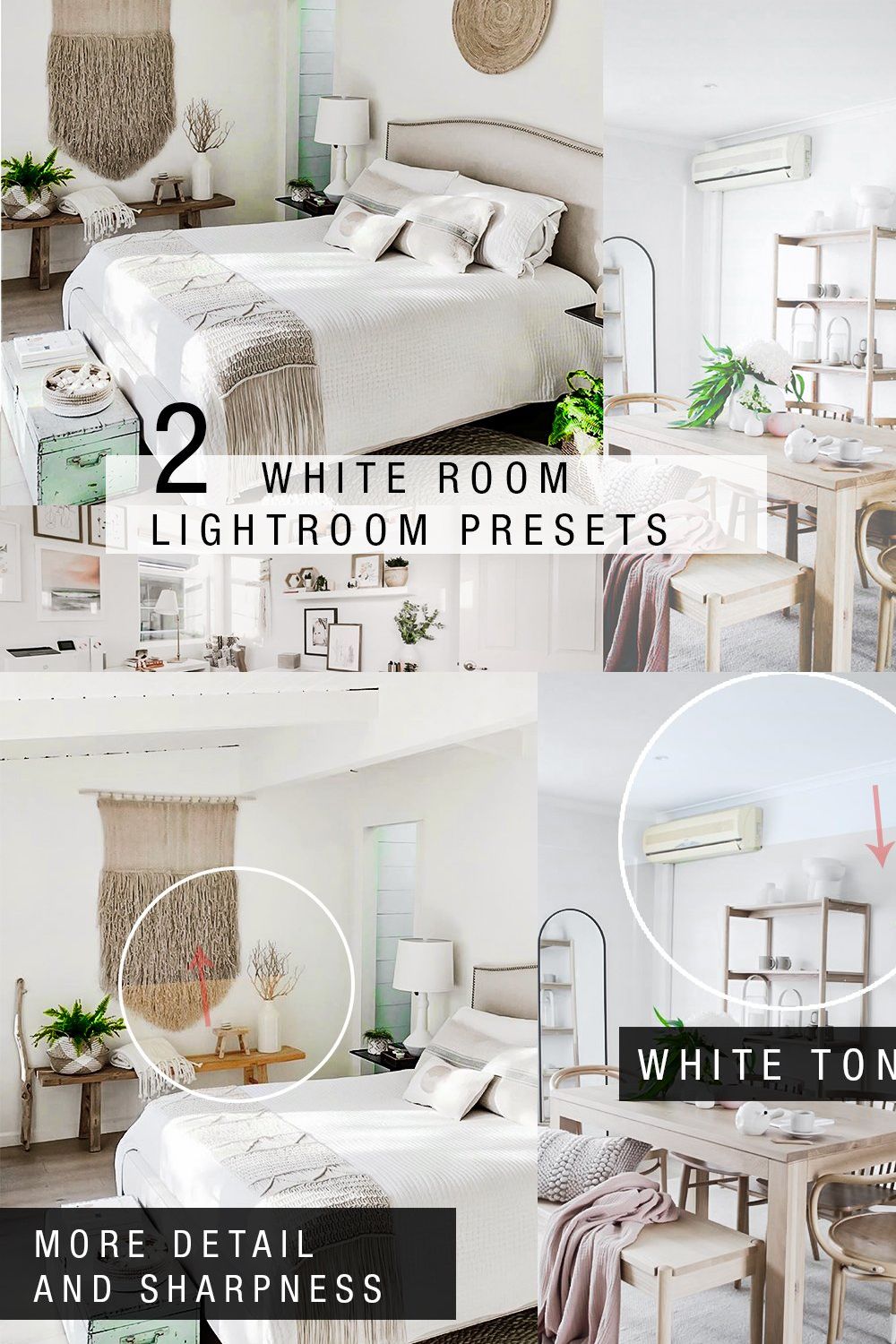 6 white room lightroom presets v1 pinterest preview image.