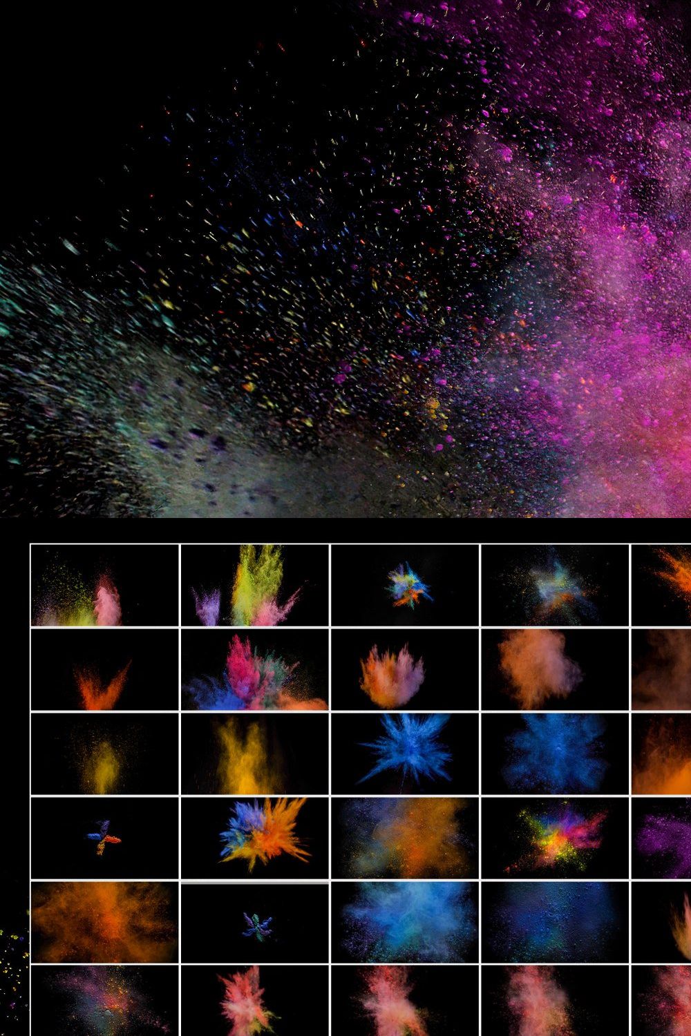 60 Colorful Powder Explosion Overlay pinterest preview image.