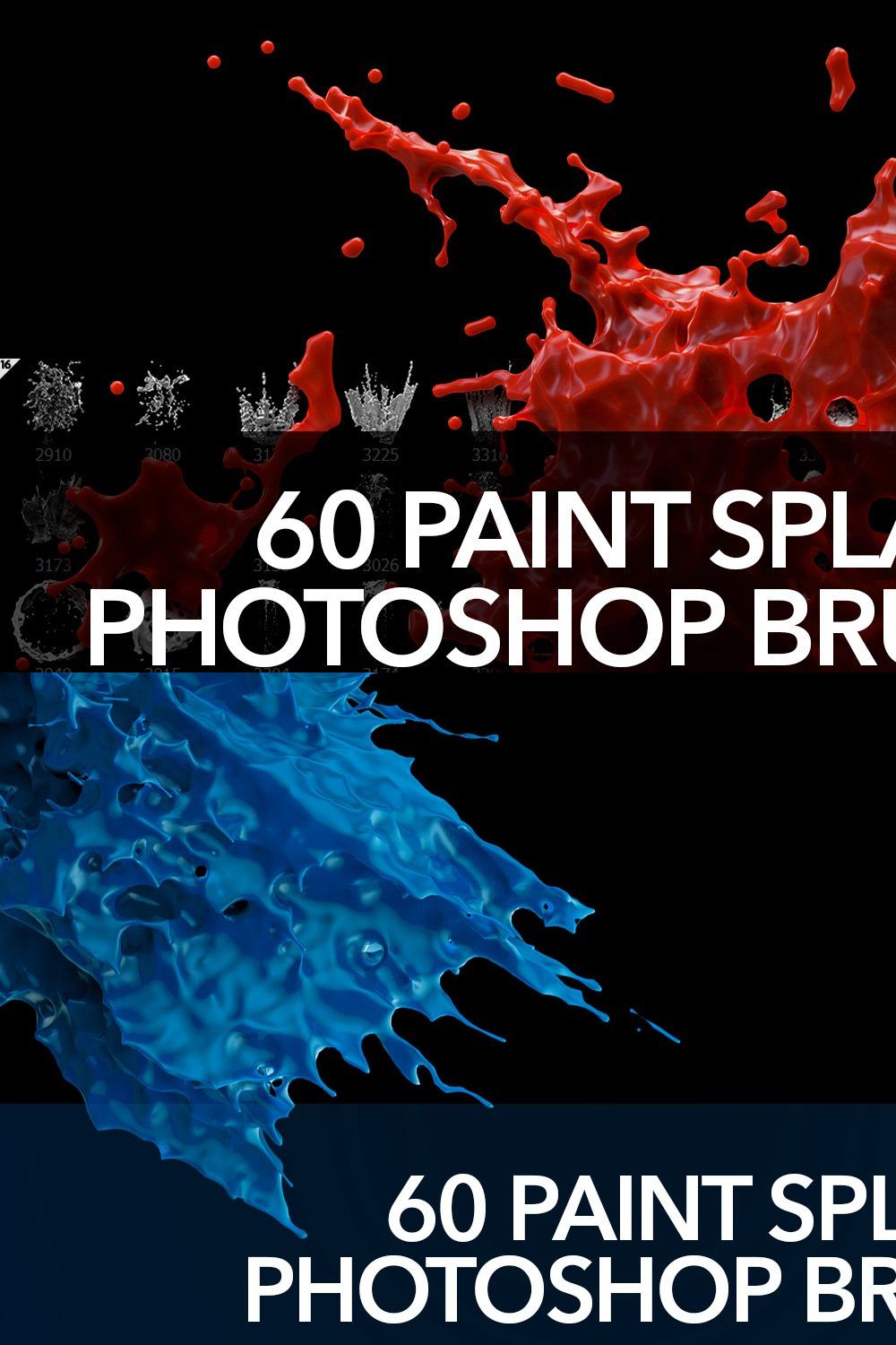 60 Paint Splash Brushes for PS pinterest preview image.