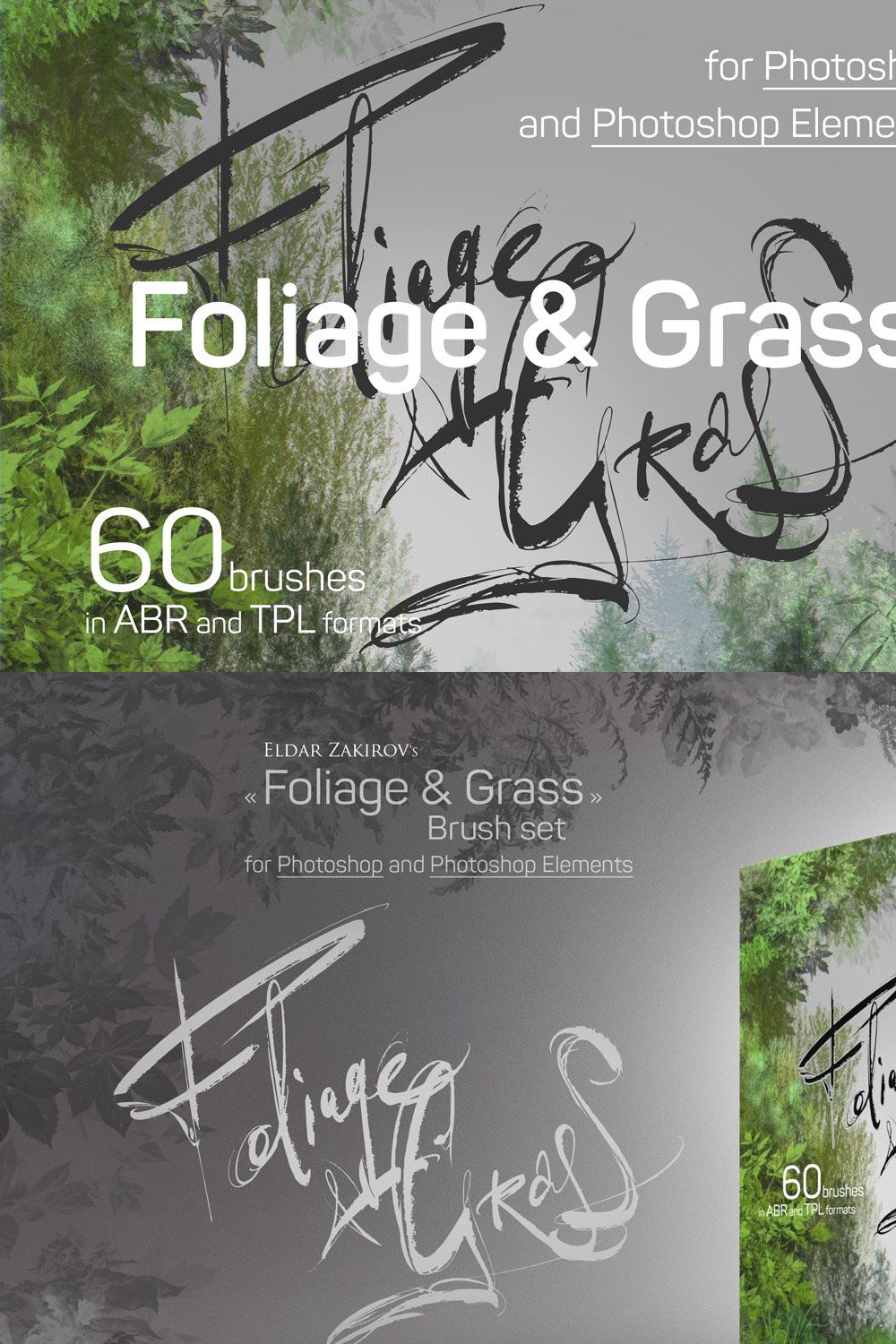 60 Photoshop Foliage & Grass brushes pinterest preview image.