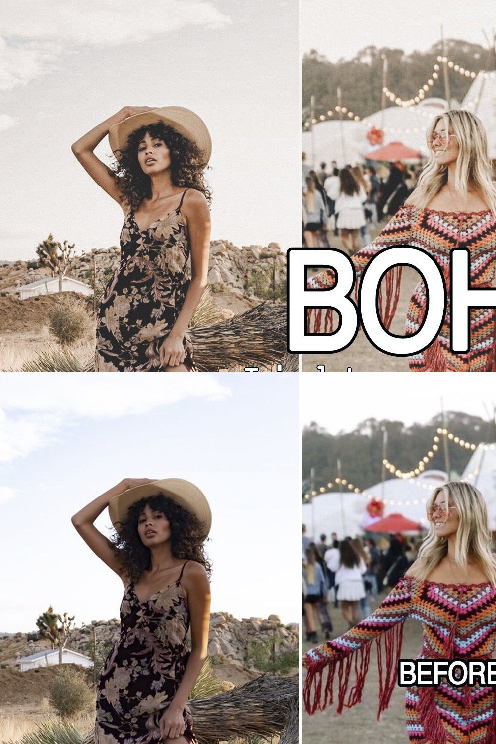 7 Boho Lightroom Presets pinterest preview image.