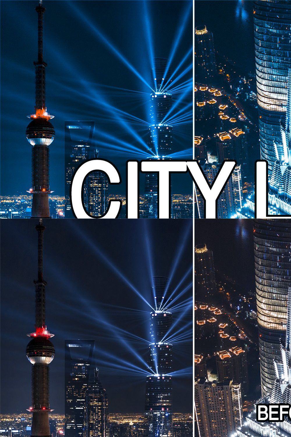 7 City Lights Lightroom presets pinterest preview image.