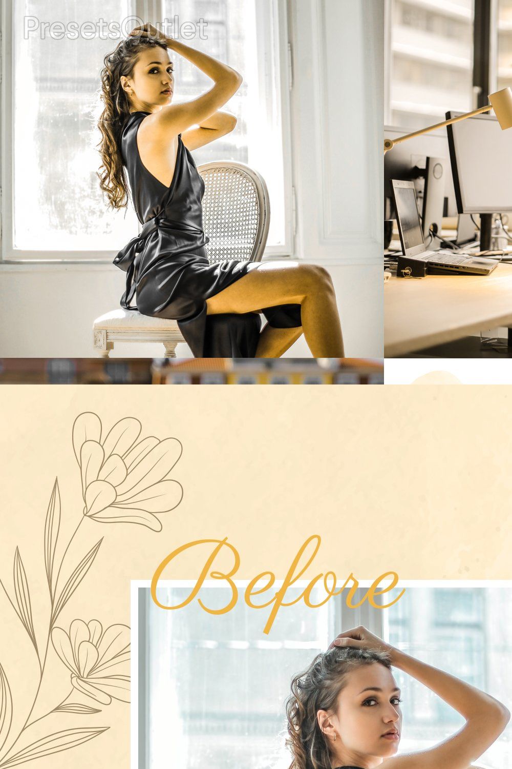 7 Golden Shower Lightroom Presets pinterest preview image.