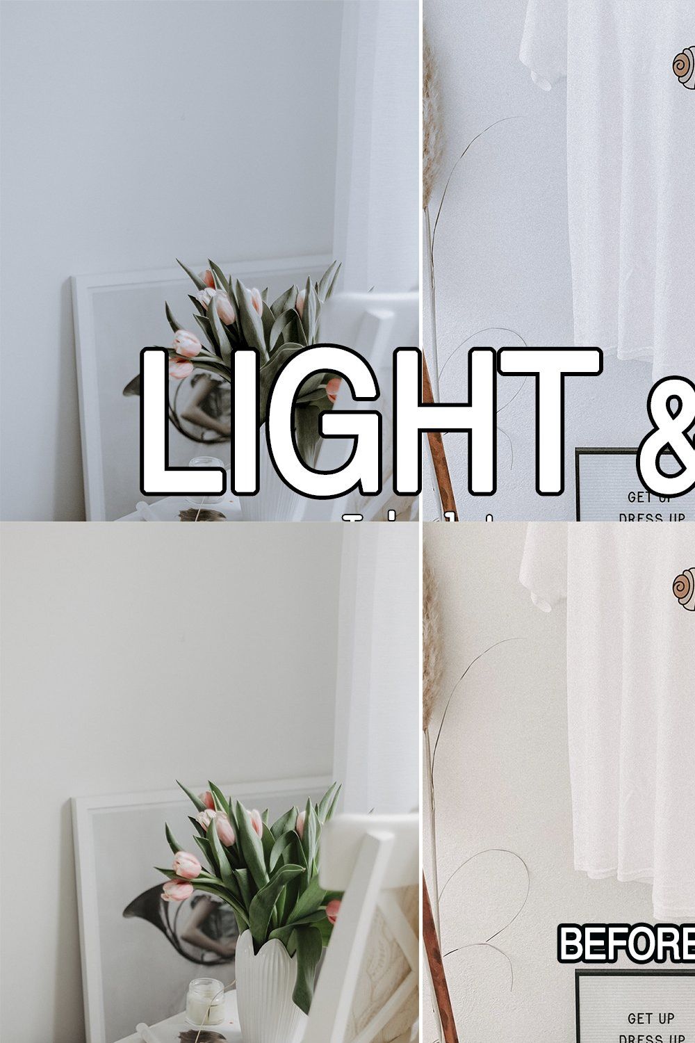 7 Light & airy Presets for Home pinterest preview image.