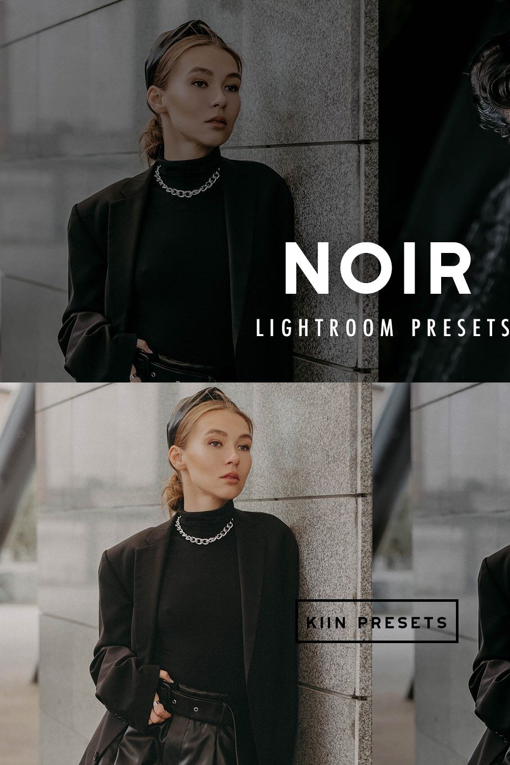 7 MOODY NOIR LIGHTROOM PRESETS pinterest preview image.