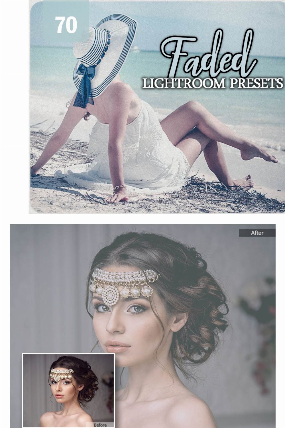 70 Faded Lightroom Presets pinterest preview image.