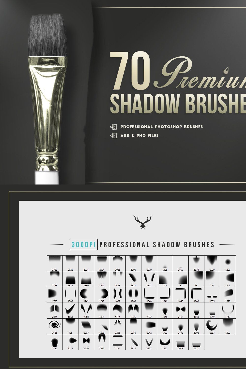 70 Premium Photoshop Shadows Brushes pinterest preview image.