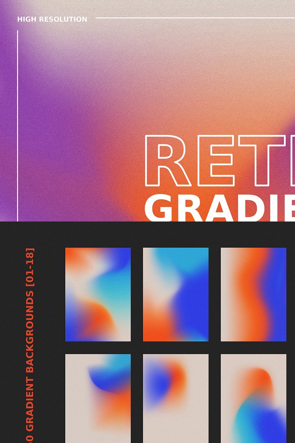 70s Retro Gradient Backgrounds Set pinterest preview image.